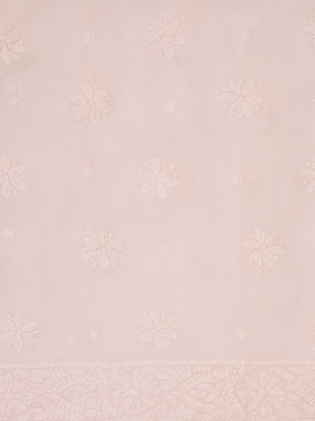 Ada Hand Embroidered Pink Viscose Georgette Lucknowi Chikankari Unstitched Kurta Dupatta Set with Pearl and Mirror Work 01A488179