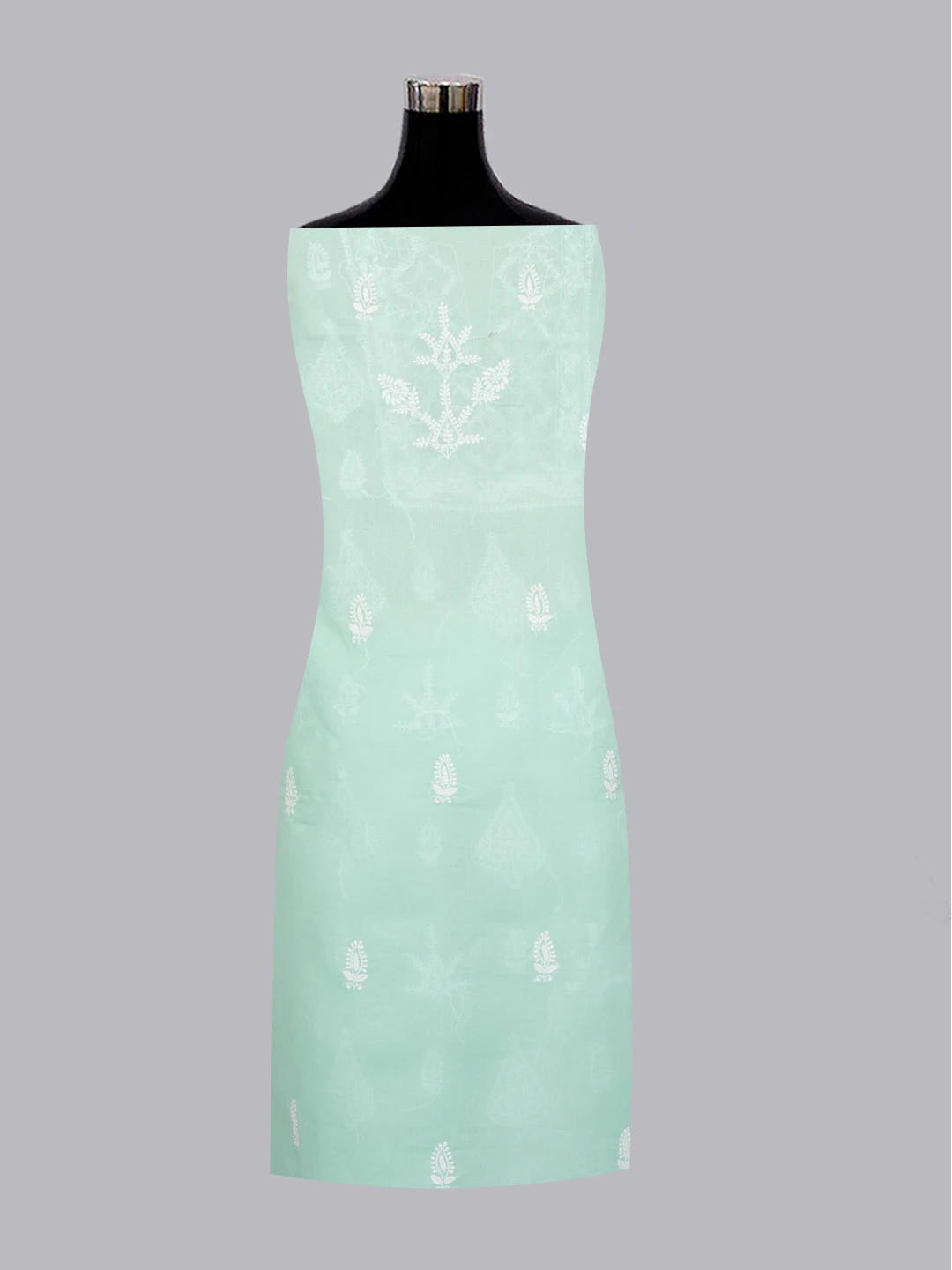 Ada Hand Embroidered Sky Blue Cotton Lucknowi Chikankari Unstitched Suit Set 01A595942