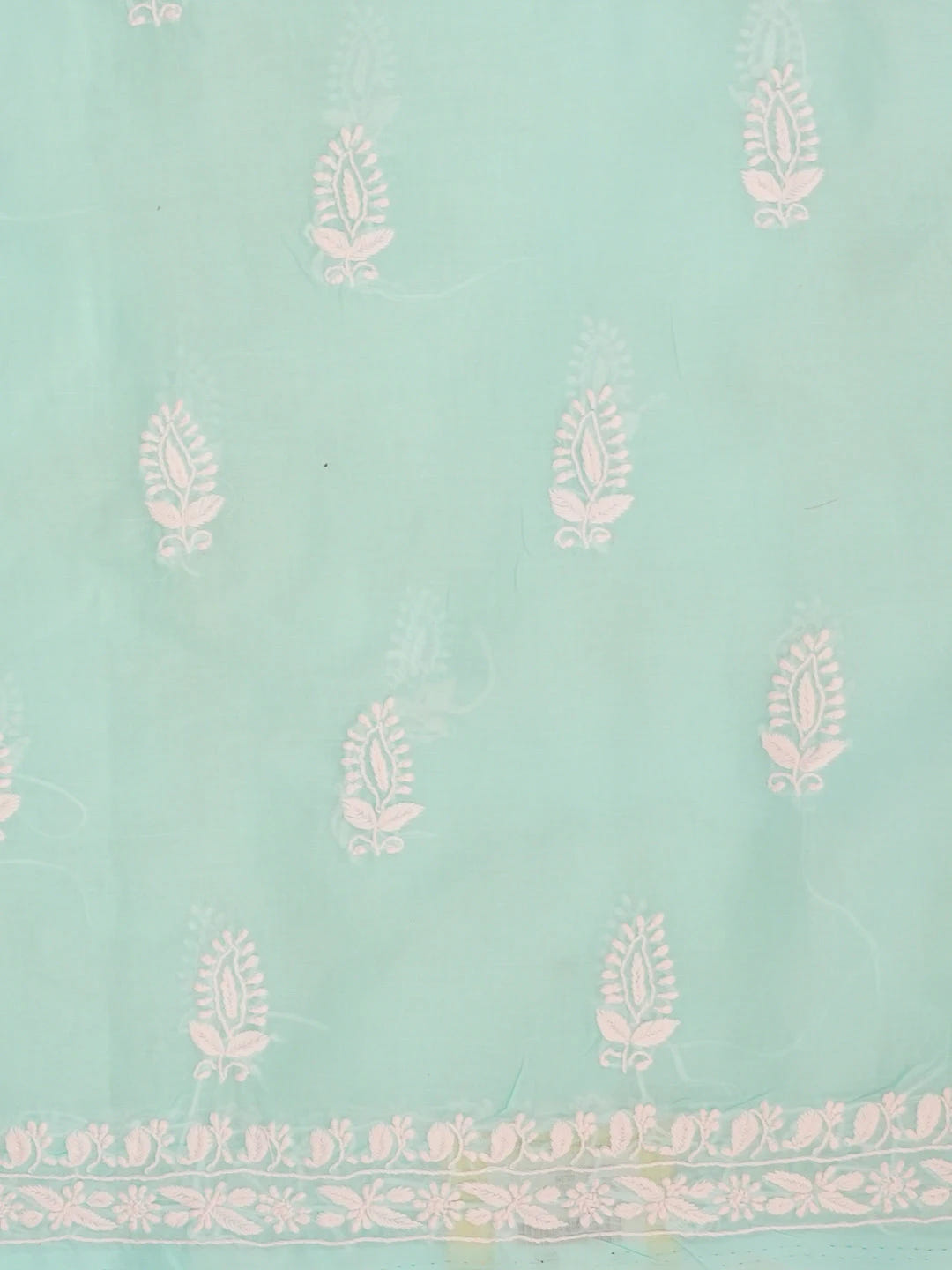 Ada Hand Embroidered Sky Blue Cotton Lucknowi Chikankari Unstitched Suit Set 01A595942