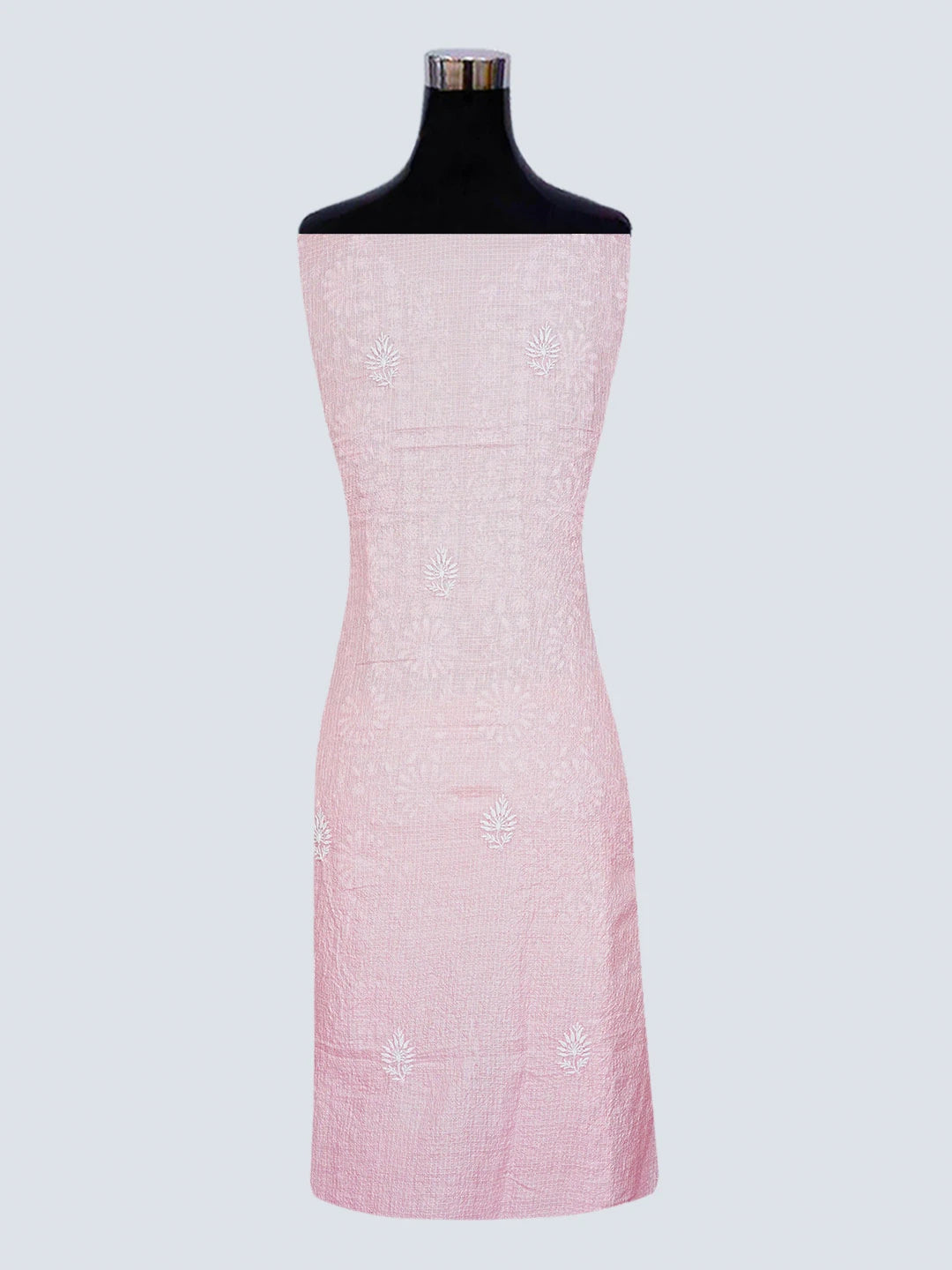 Ada Hand Embroidered Fairy Tale Pink Kota Silk Lucknowi Chikankari Unstitched Kurta Dupatta Set 01A580687