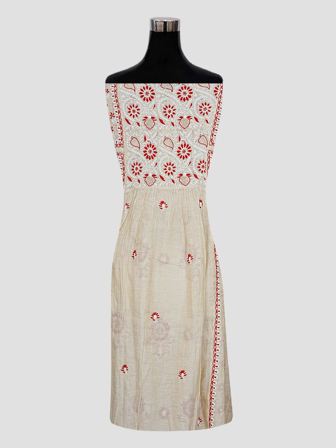 Ada Hand Embroidered Almond Brown Tissue Lucknowi Chikankari Semi-stitched Kurta Dupatta Set 01A564057