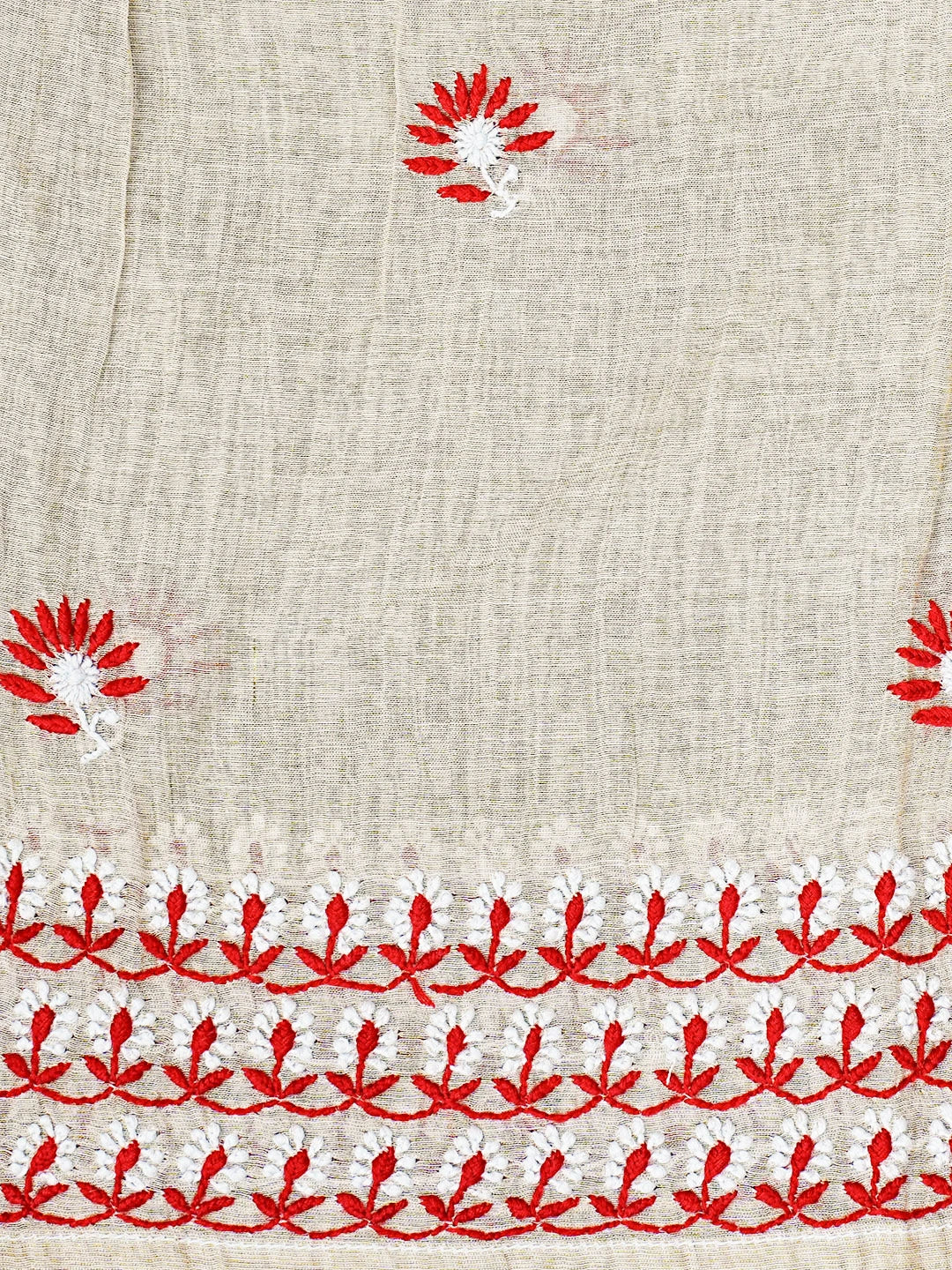 Ada Hand Embroidered Almond Brown Tissue Lucknowi Chikankari Semi-stitched Kurta Dupatta Set 01A564057