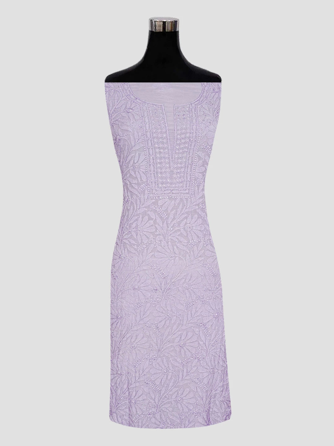 Ada Hand Embroidered Lavender Muslin Lucknowi Chikankari Unstitched Kurta Dupatta Set 01A584916