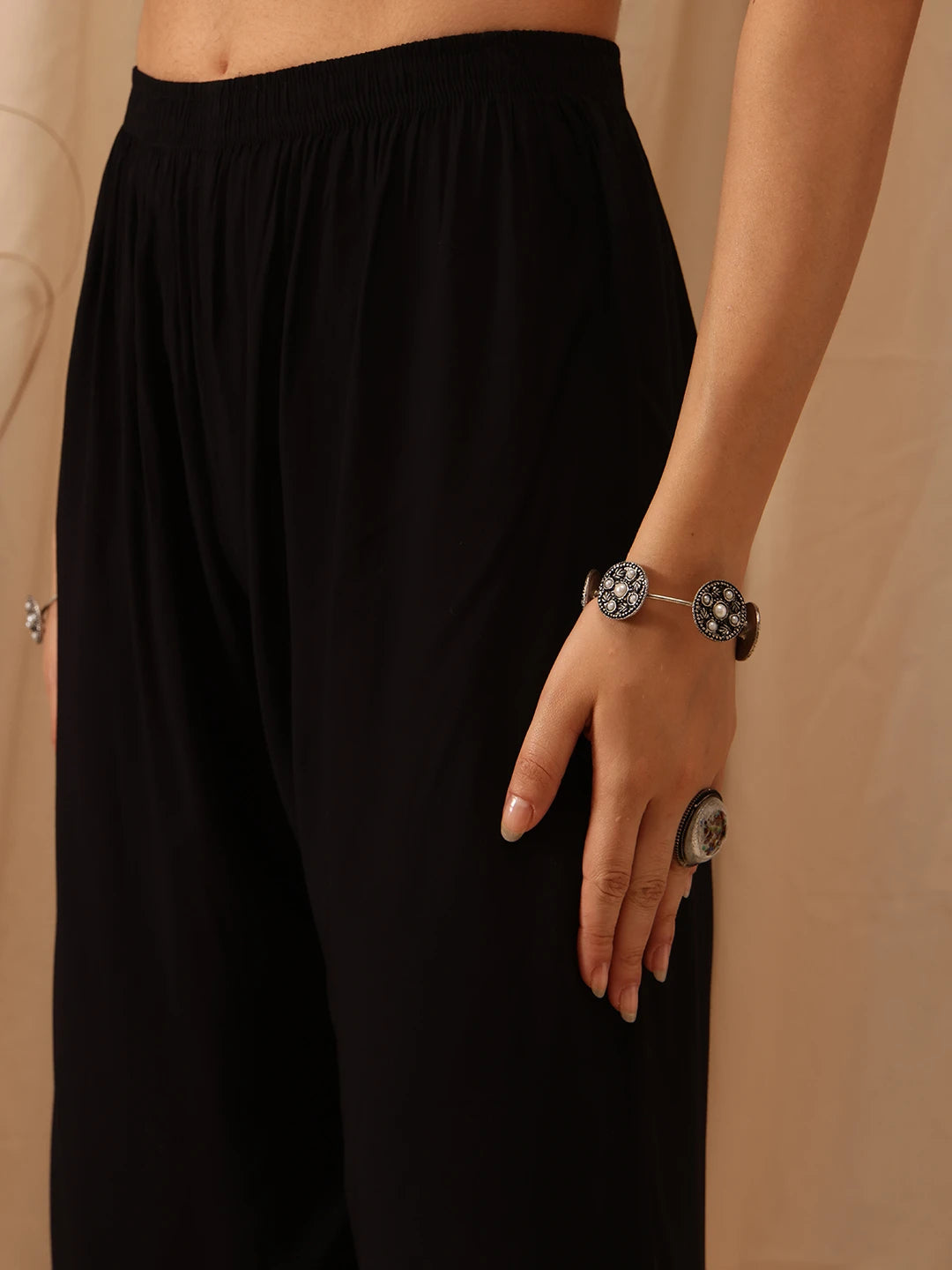 Ada Hand Embroidered Black Modal Lucknowi Chikankari Co-ord Set A811272
