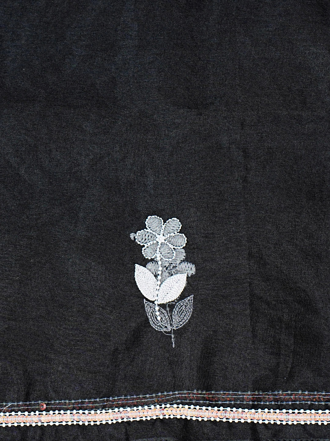 Ada Hand Embroidered Black Organza Lucknowi Chikankari Unstitched Kurta Dupatta Set With Pearl Work 01A582326