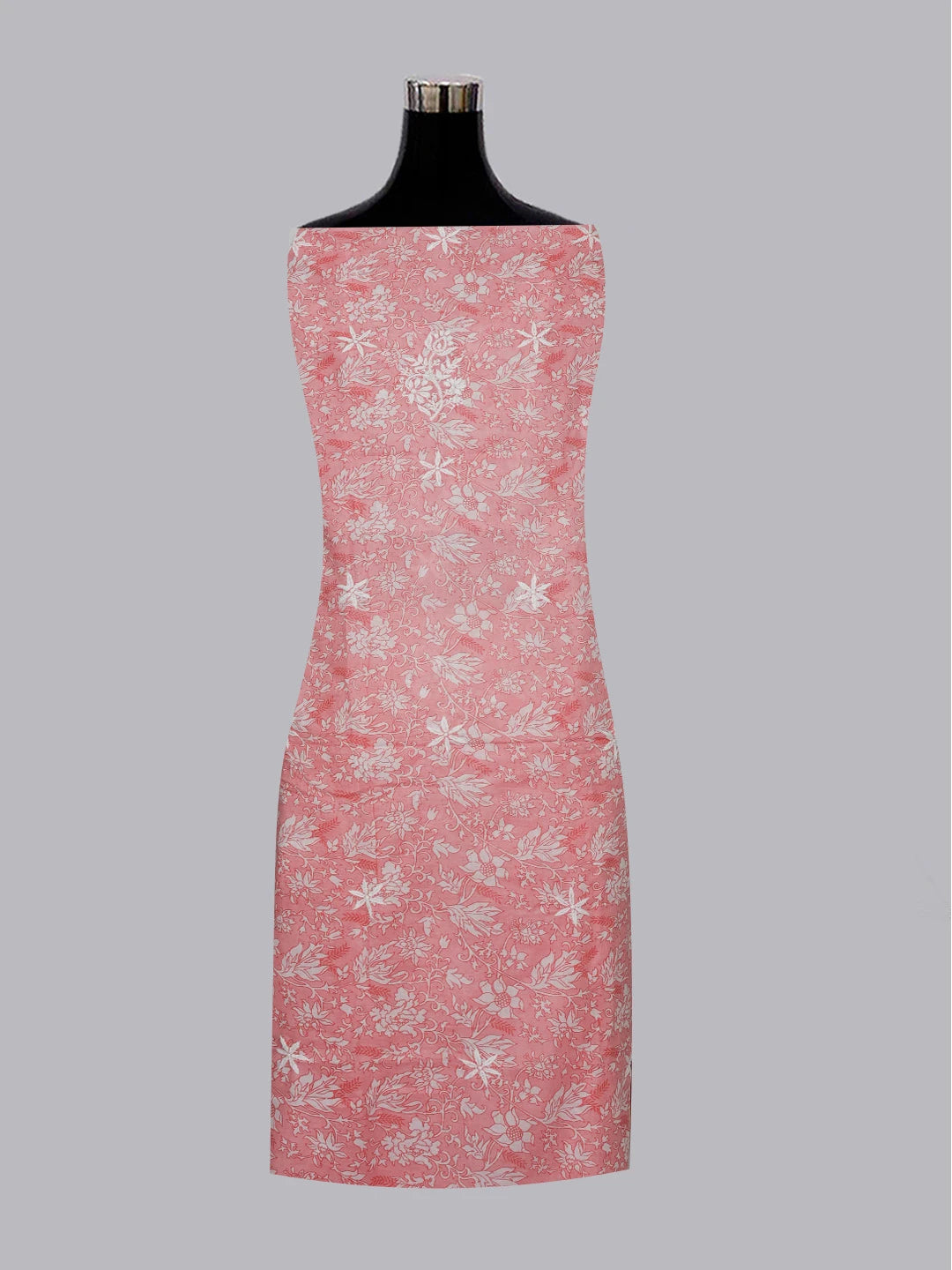 Ada Hand Embroidered Pink Floral Printed Cotton Chikankari Unstitched Kurta Dupatta Set 01A603461