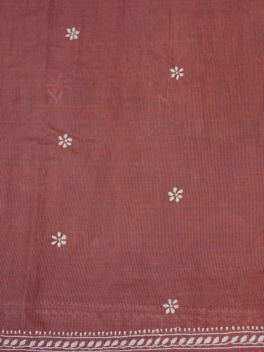 Ada Hand Embroidered Rust Silk Lucknowi Chikankari Saree With Blouse 01A376427