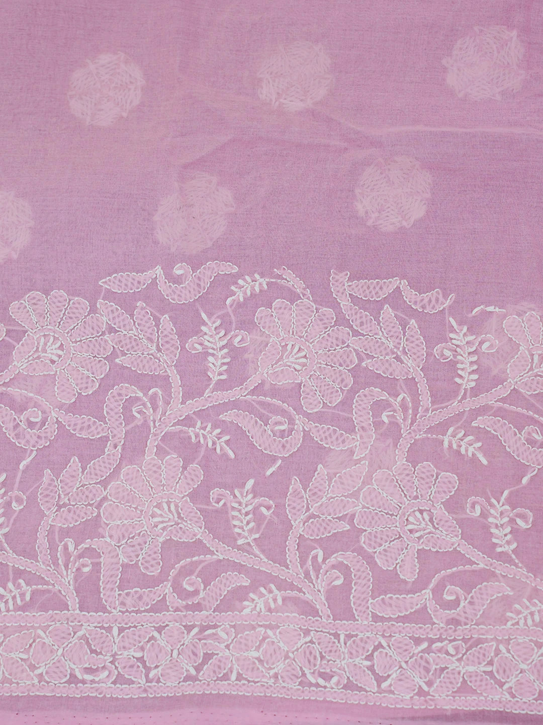 Ada Hand Embroidered Pink Pure Cotton Lucknowi Chikankari Saree With Blouse 01A562475