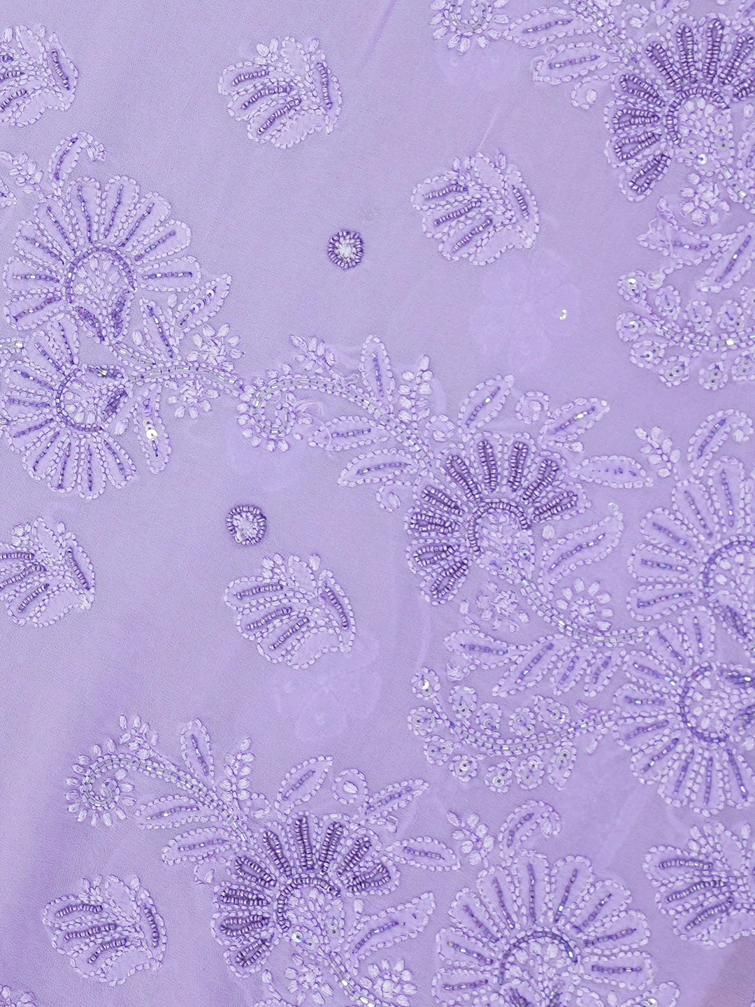Ada Hand Embroidered Ombre Shade of Periwinkle Blue & Lavender Viscose Georgette Lucknowi Chikankari Saree and Blouse With Cutdana Work 01A603554