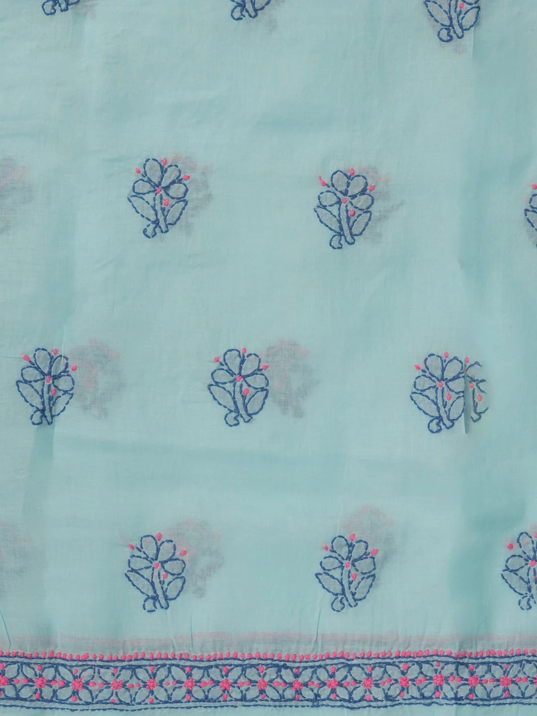 Ada Hand Embroidered Sky Blue Cotton Lucknowi Chikankari Unstitched Suit Piece 01A605926