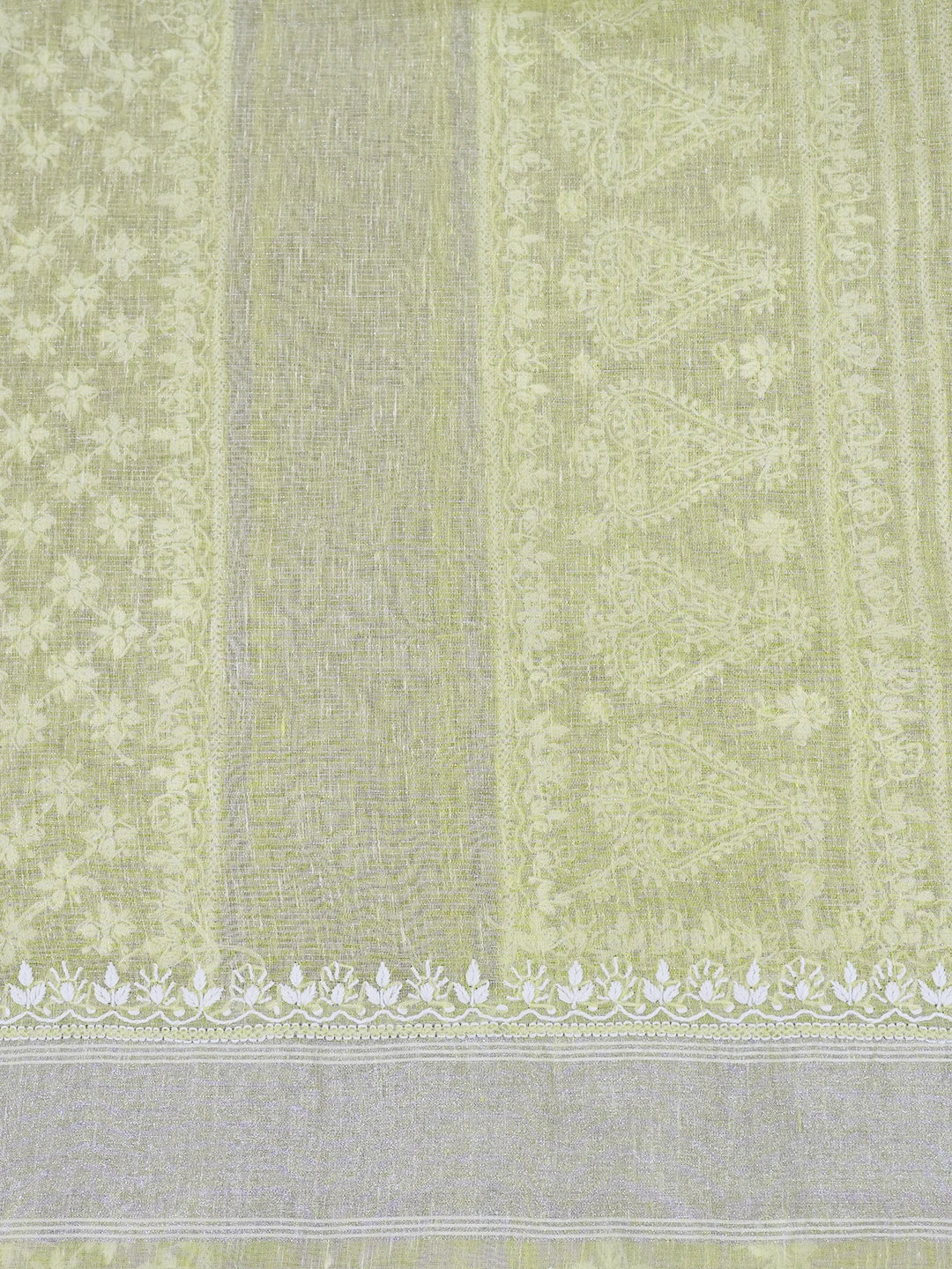 Ada Hand Embroidered Lemon Chanderi Lucknowi Chikankari Saree and Blouse 01A604998