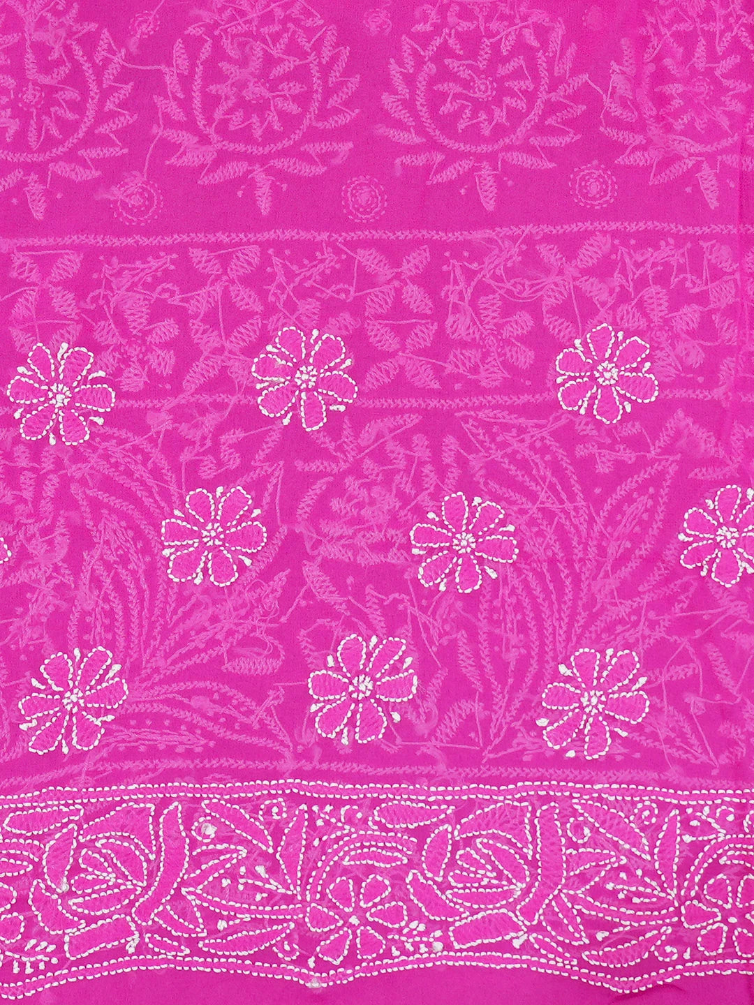 Ada Hand Embroidered Magenta Pure Georgette Lucknowi Chikankari Saree and Blouse 01A551964