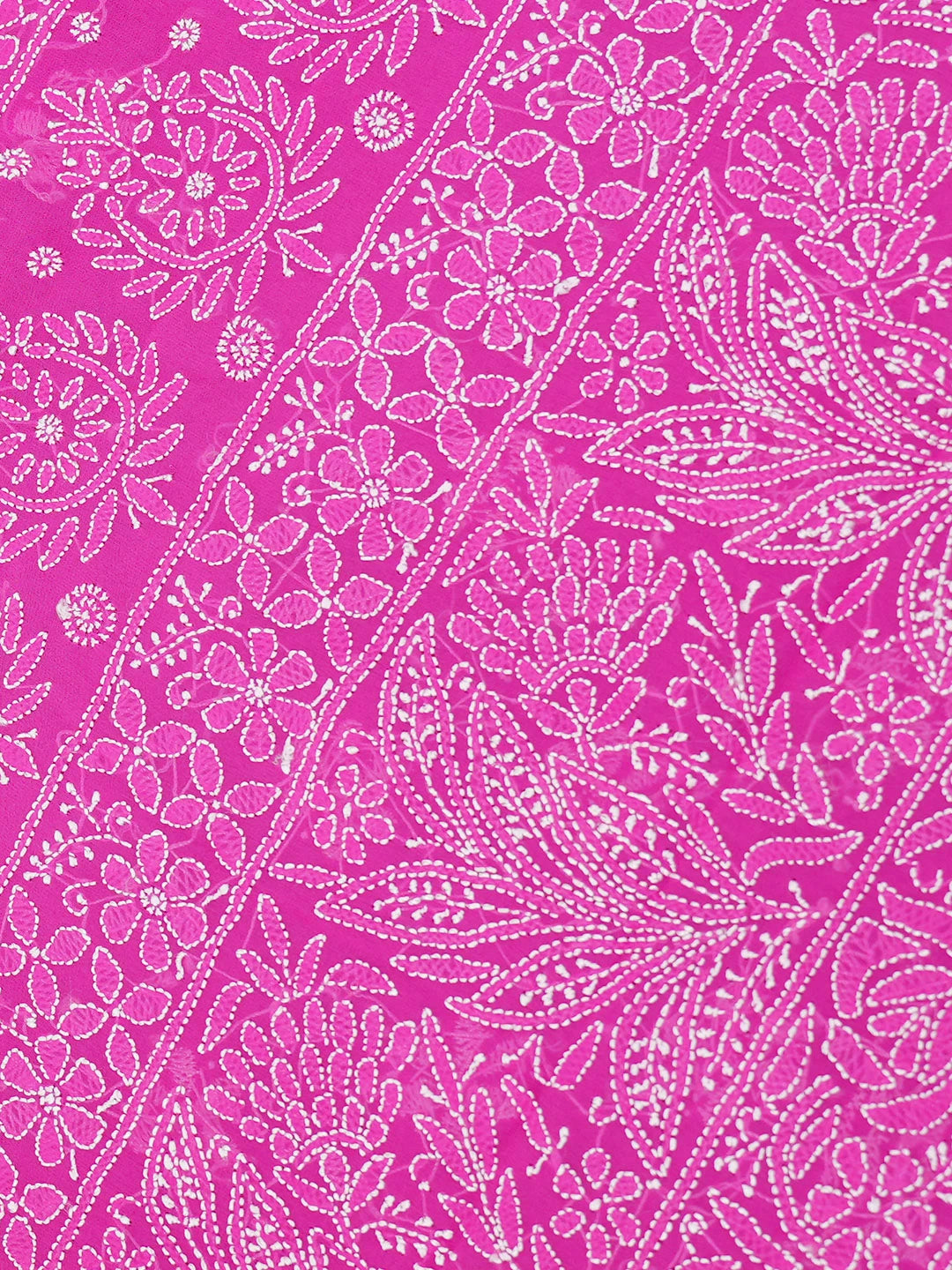 Ada Hand Embroidered Magenta Pure Georgette Lucknowi Chikankari Saree and Blouse 01A551964