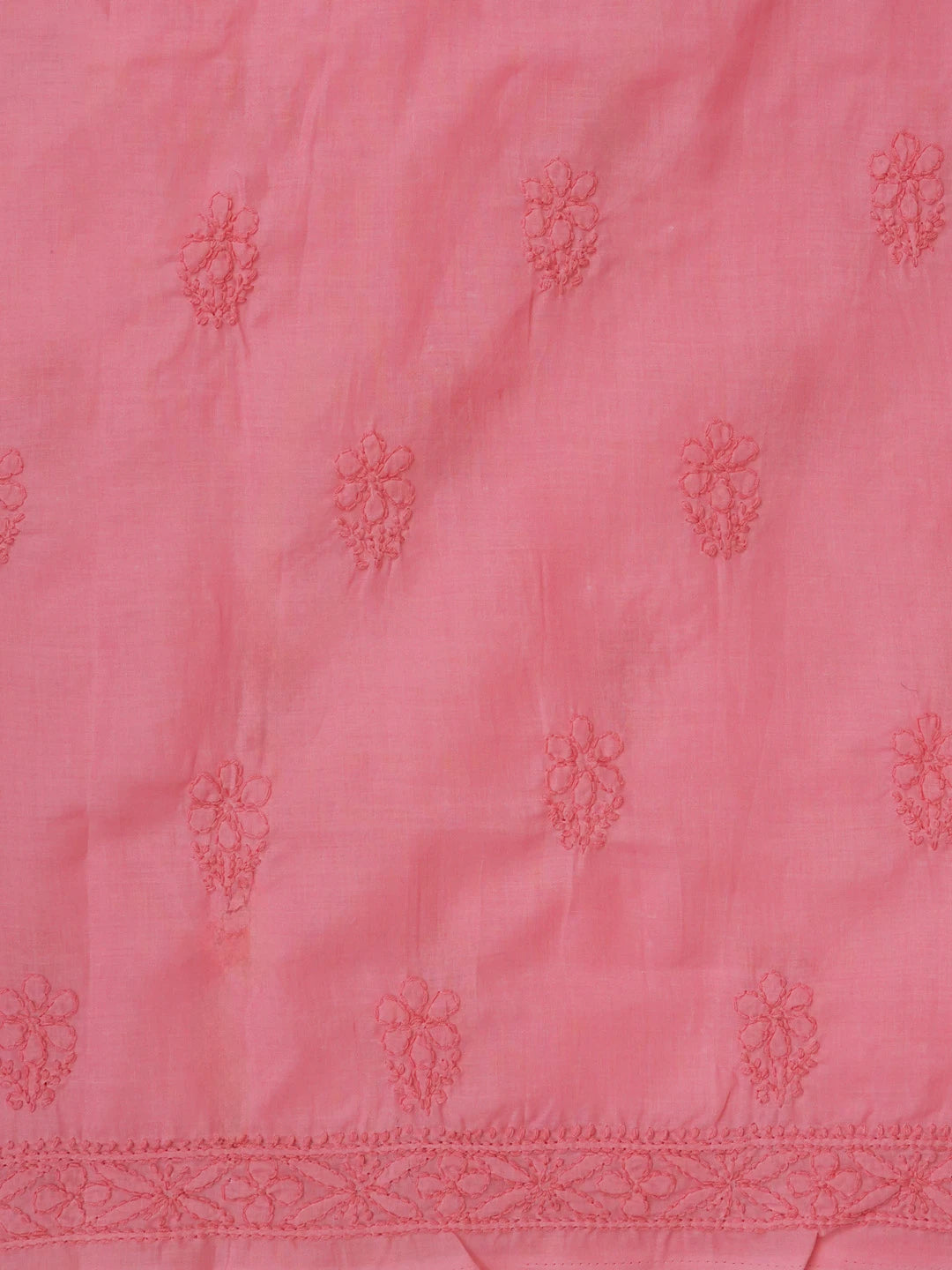 Ada Hand Embroidered Onion Pink Cotton Lucknowi Chikankari Unstitched Suit Set 01A602430