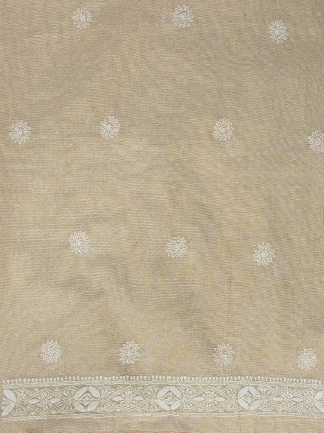 Ada Hand Embroidered Fawn Tissue Lucknowi Chikankari Men's Kurta Piece 01A562215