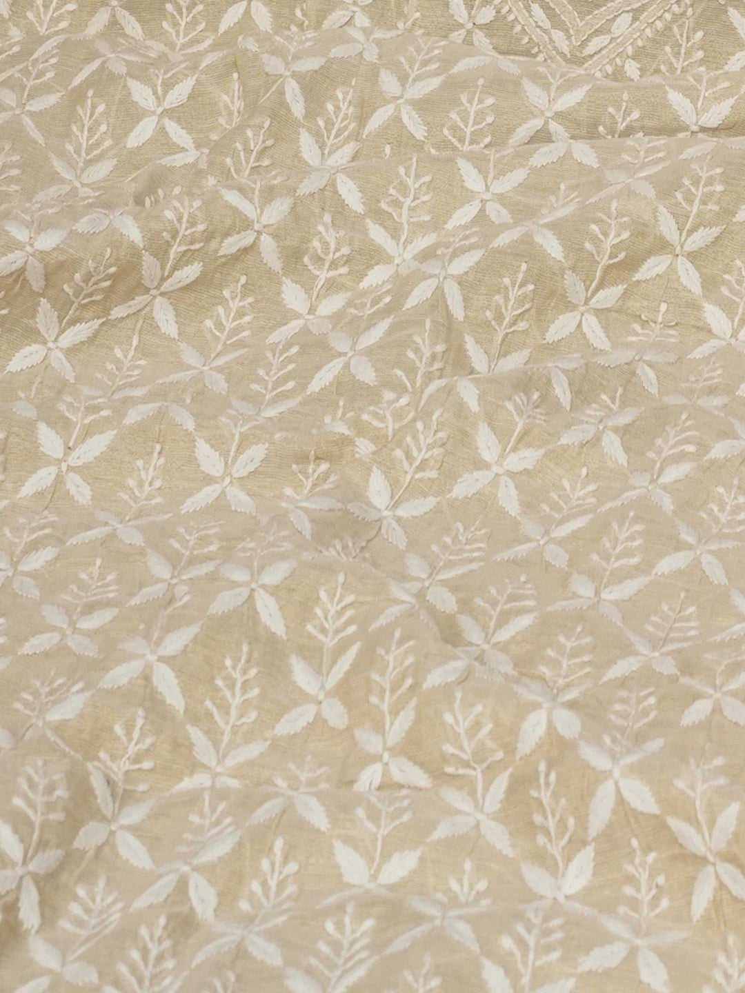 Ada Hand Embroidered Fawn Tissue Lucknowi Chikankari Men's Kurta Piece 01A562217