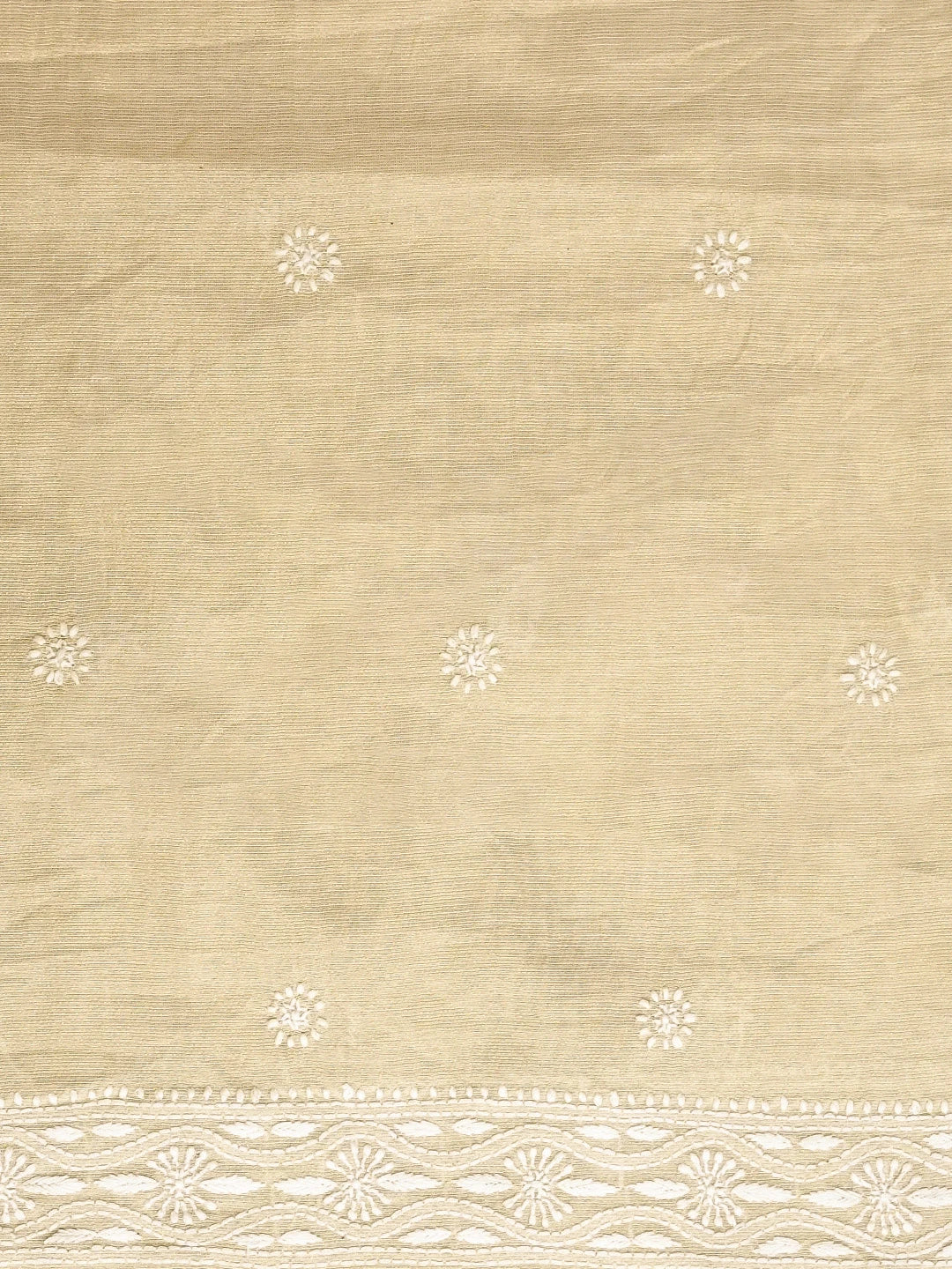 Ada Hand Embroidered Fawn Tissue Lucknowi Chikankari Men's Kurta Piece 01A562217
