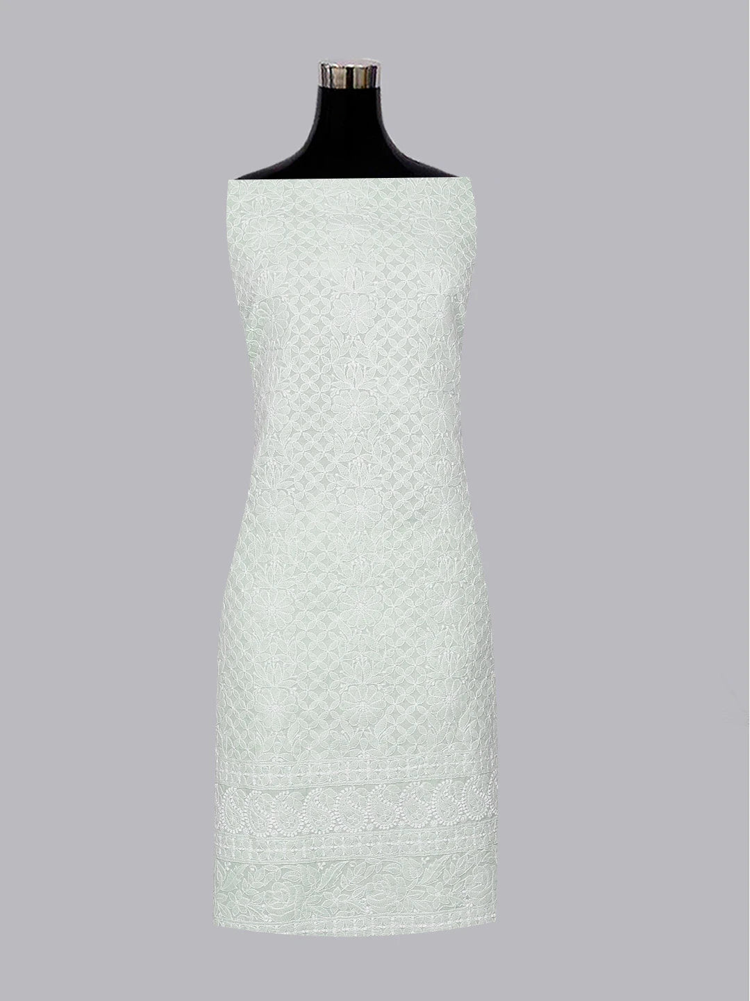 Ada Hand Embroidered Light Sky Blue Cotton Lucknowi Chikankari Unstitched Kurta Piece 01A607288
