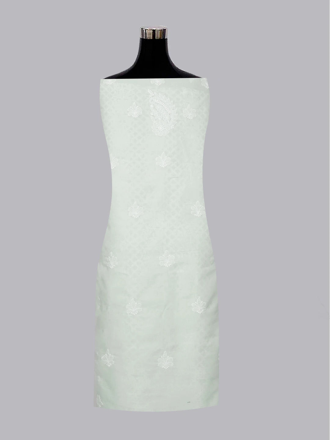 Ada Hand Embroidered Light Sky Blue Cotton Lucknowi Chikankari Unstitched Kurta Piece 01A607288