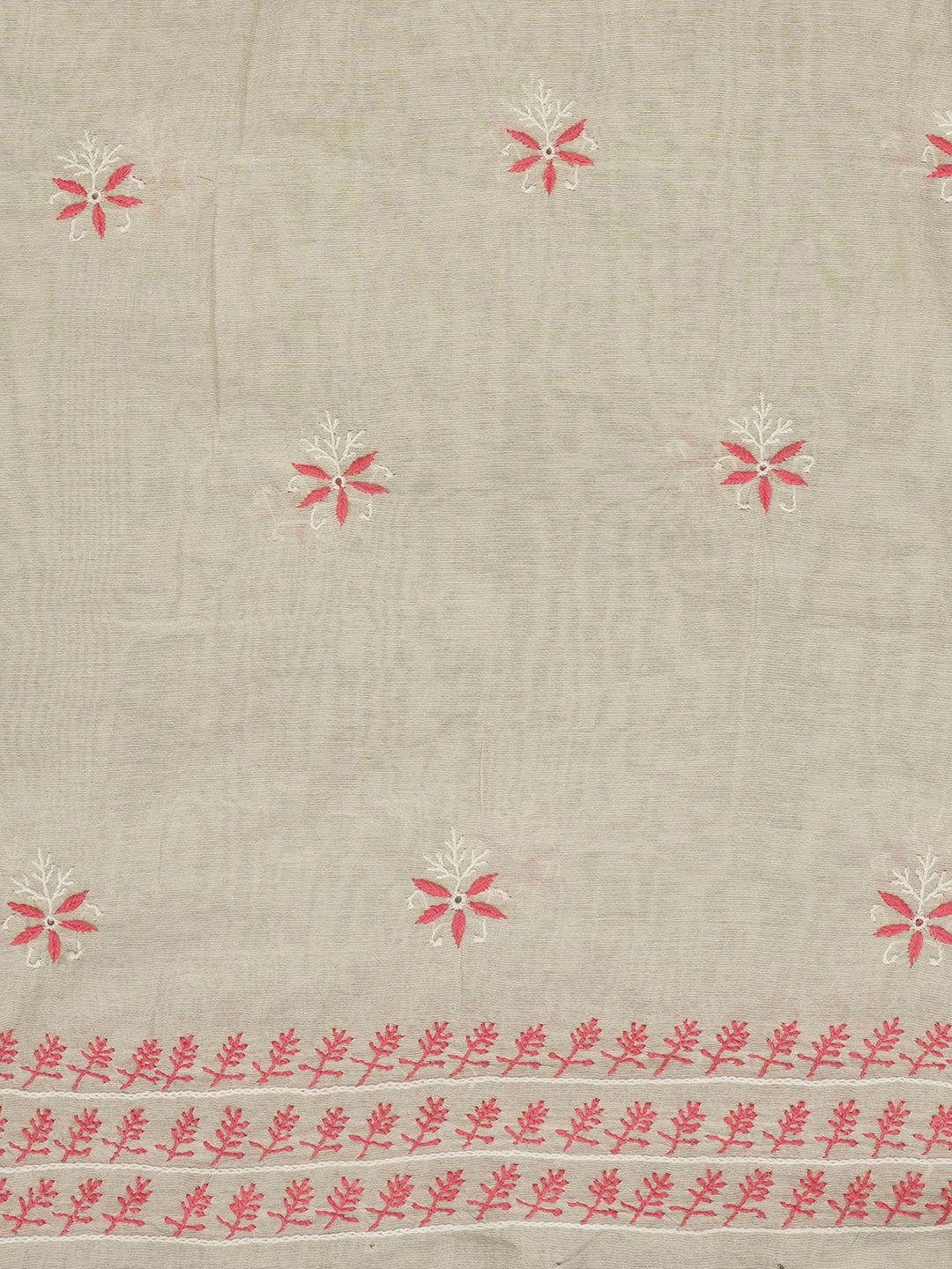 Ada Hand Embroidered Fawn Tissue Lucknowi Chikankari Unstitched Kurta Dupatta Set 01A396351