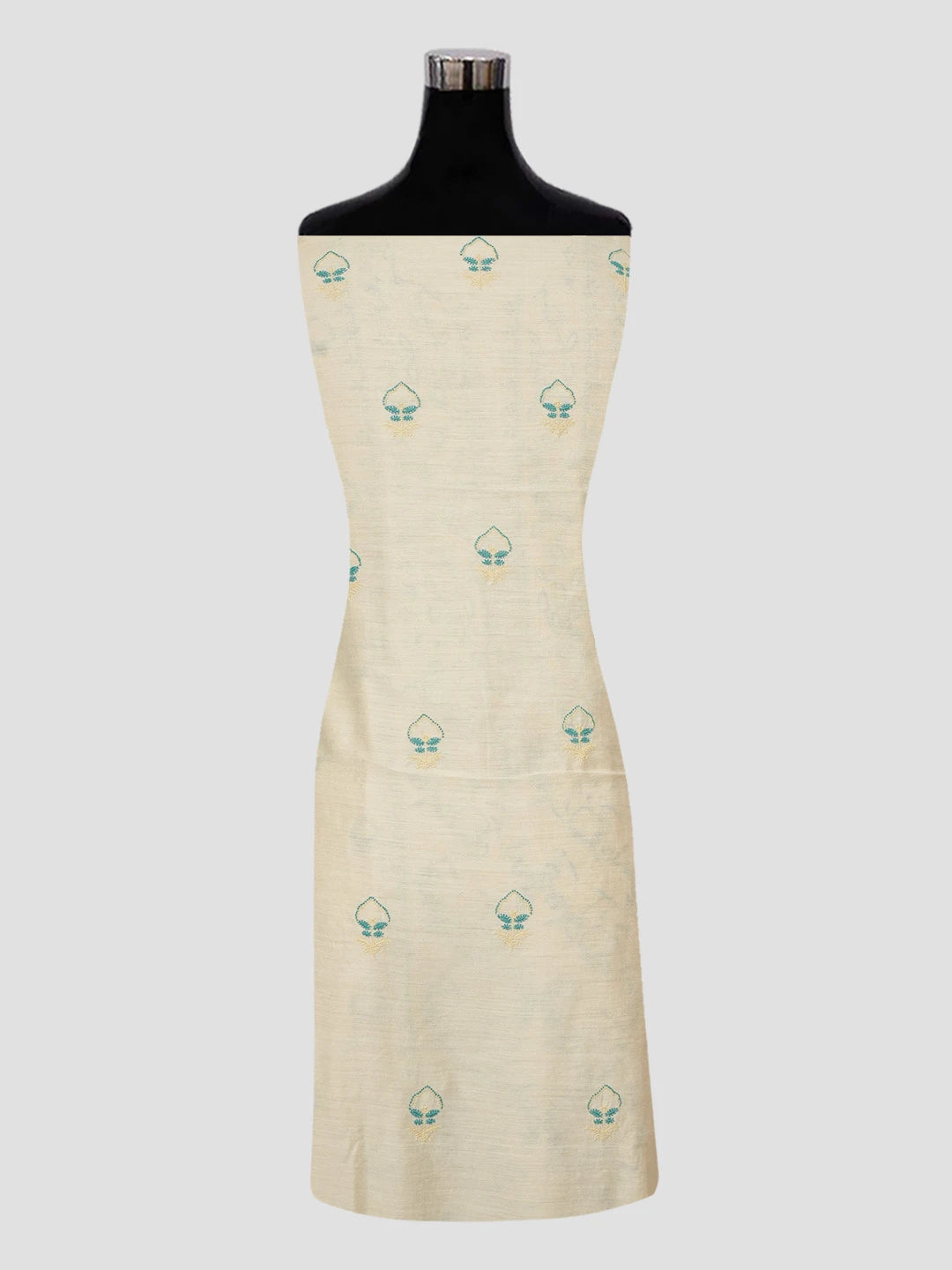 Ada Hand Embroidered Fawn Moonga Silk Lucknowi Chikankari Unstitched Kurta Dupatta Set 01A559401