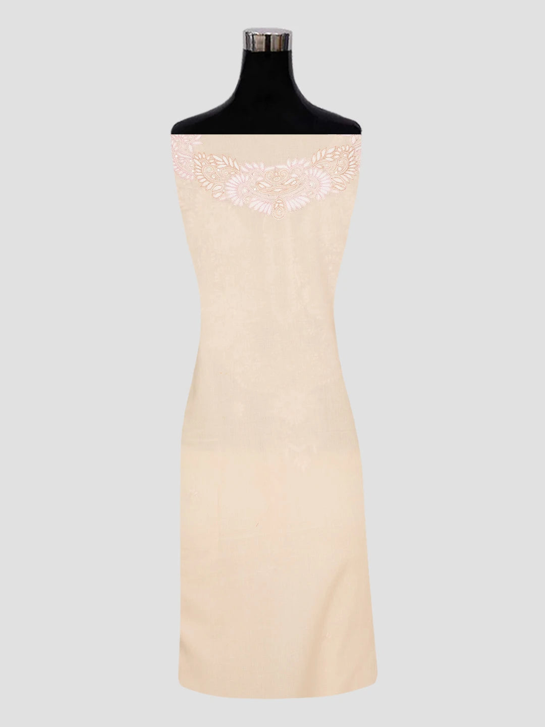 Ada Hand Embroidered Peach Cotton Lucknowi Chikankari Unstitched Suit Piece With Sequinned Work 01A319990