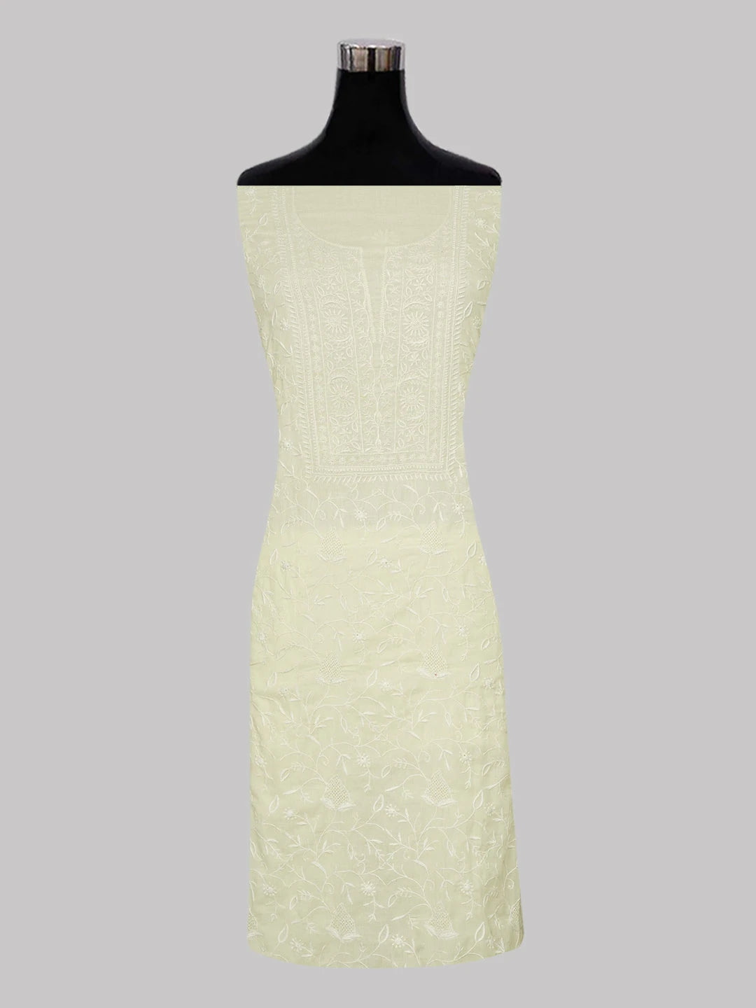 Ada Hand Embroidered Lemon Cotton Lucknowi Chikankari Unstitched Suit Piece 01A353275