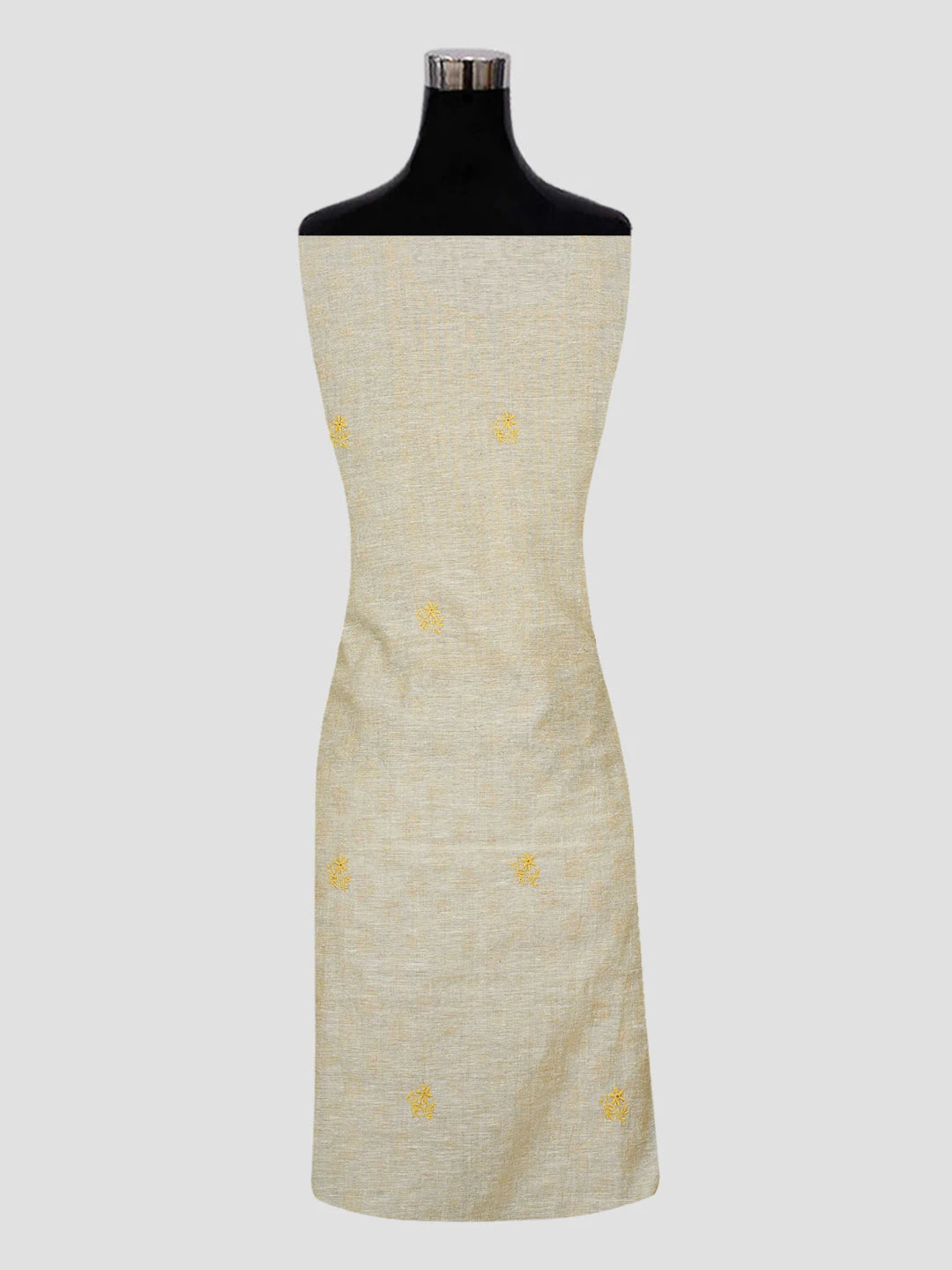 Ada Hand Embroidered Fawn Chanderi Lucknowi Chikankari Unstitched Kurta Dupatta Set 01A440343