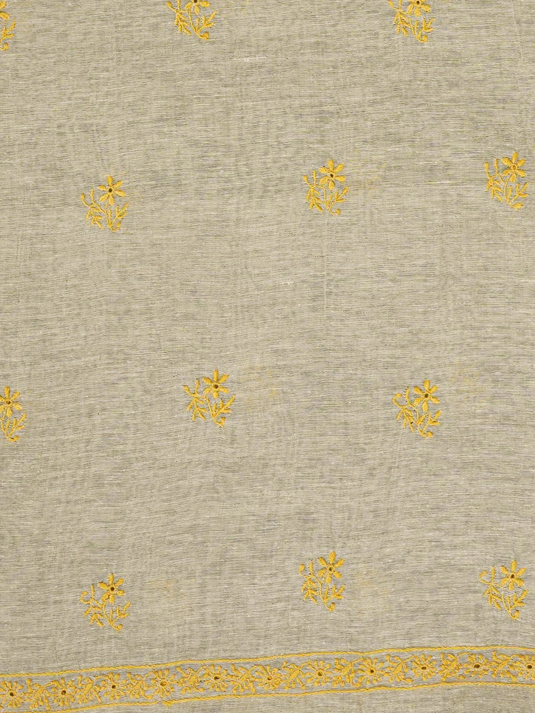 Ada Hand Embroidered Fawn Chanderi Lucknowi Chikankari Unstitched Kurta Dupatta Set 01A440343