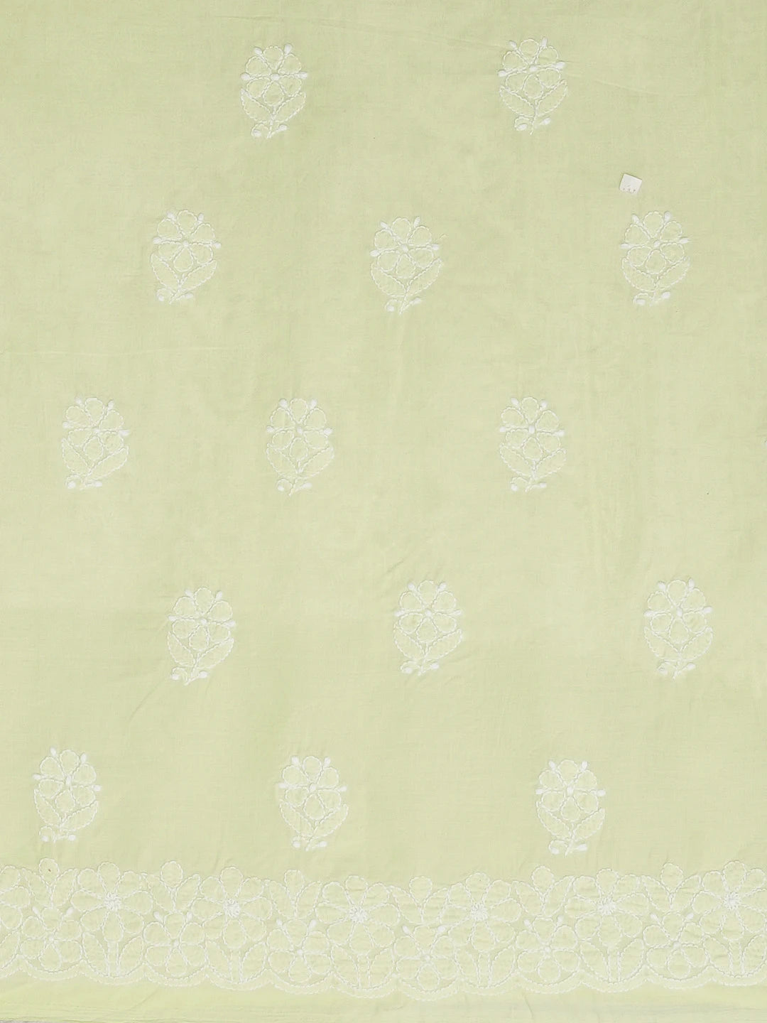 Ada Hand Embroidered Lime Green Cotton Lucknowi Chikankari Unstitched Kurta Piece 01A607227