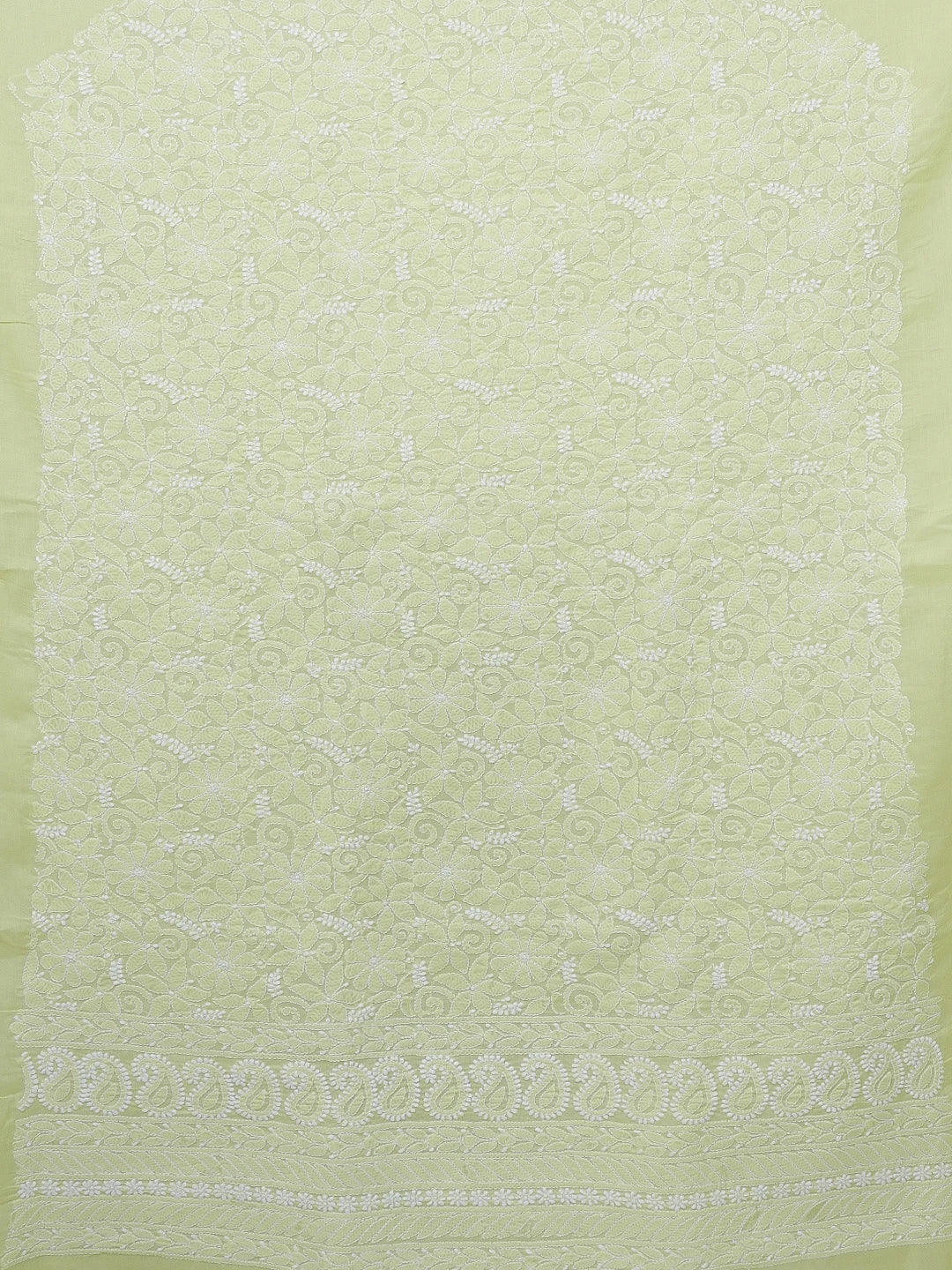 Ada Hand Embroidered Lime Green Cotton Lucknowi Chikankari Unstitched Kurta Piece 01A607227