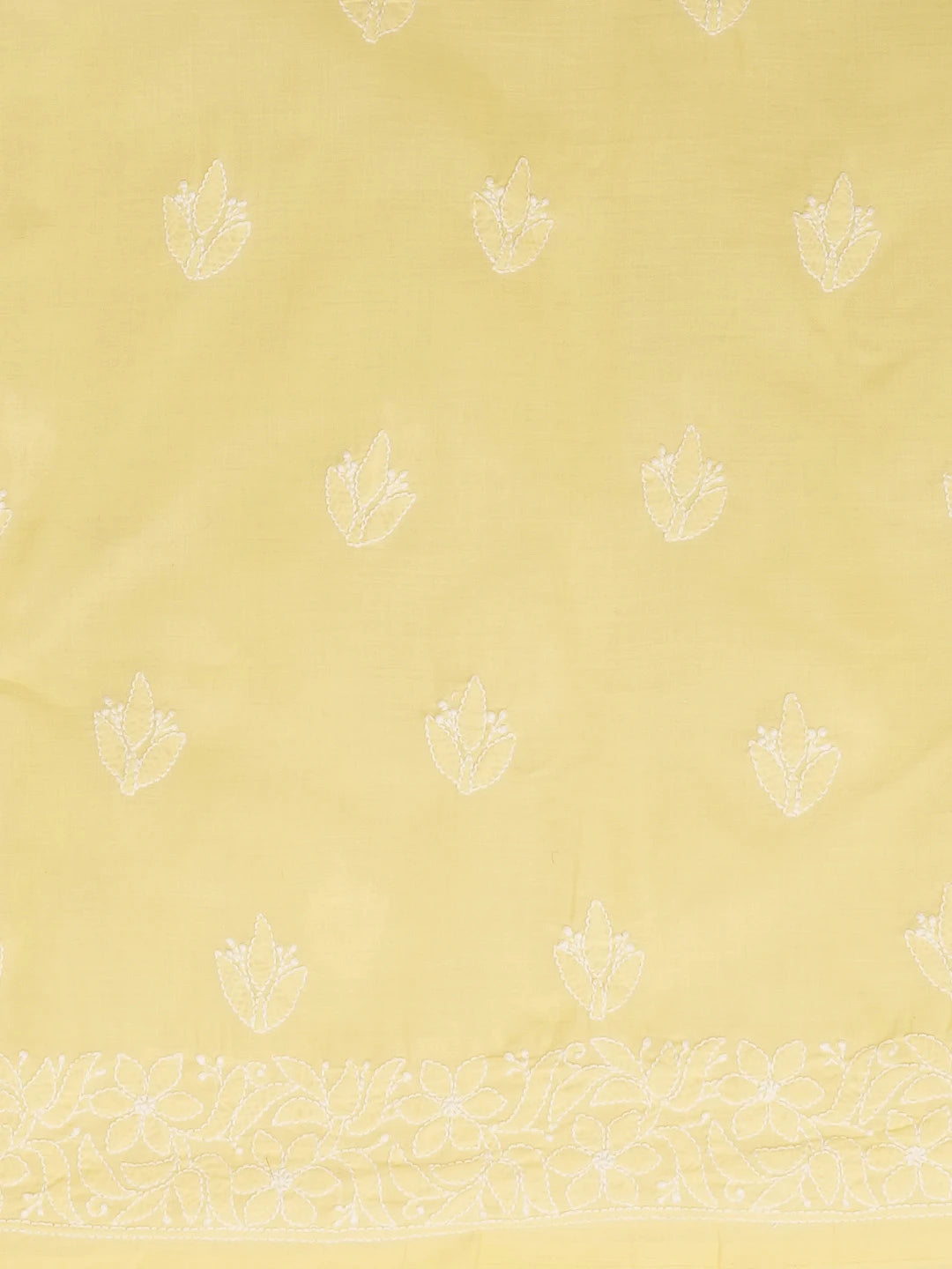 Ada Hand Embroidered Yellow Cotton Lucknowi Chikankari Unstitched Kurta Piece 01A607219
