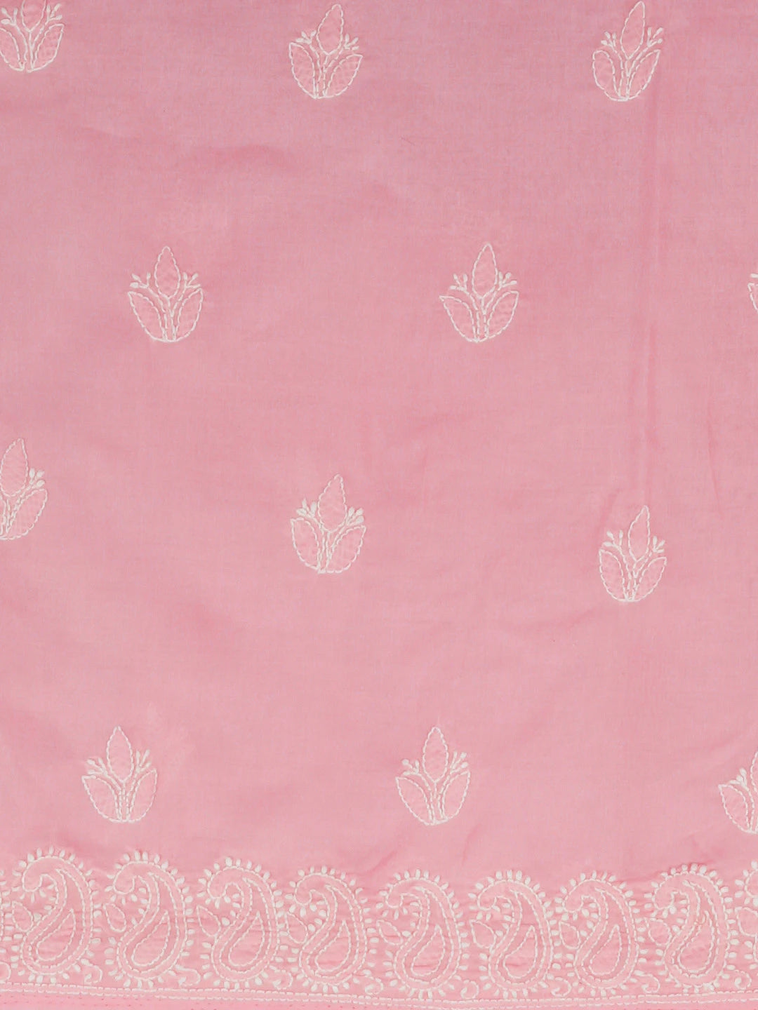 Ada Hand Embroidered Pink Cotton Lucknowi Chikankari Unstitched Kurta Piece 01A607283