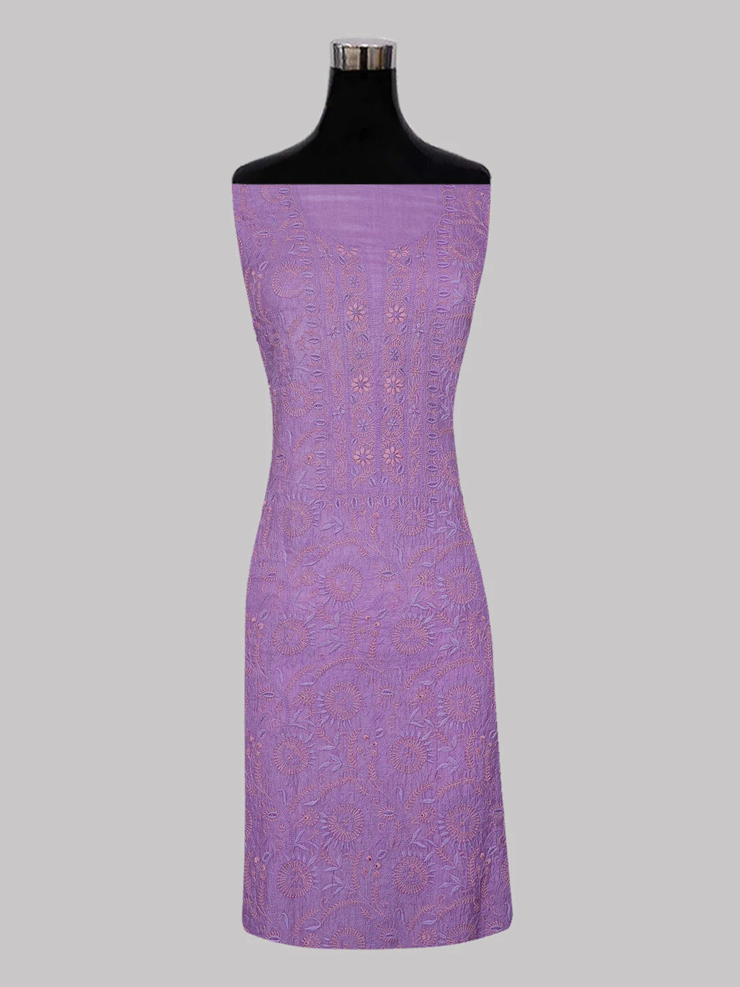 Ada Hand Embroidered Amethyst Lavender Silk Lucknowi Chikankari Unstitched Suit Piece 01A583768