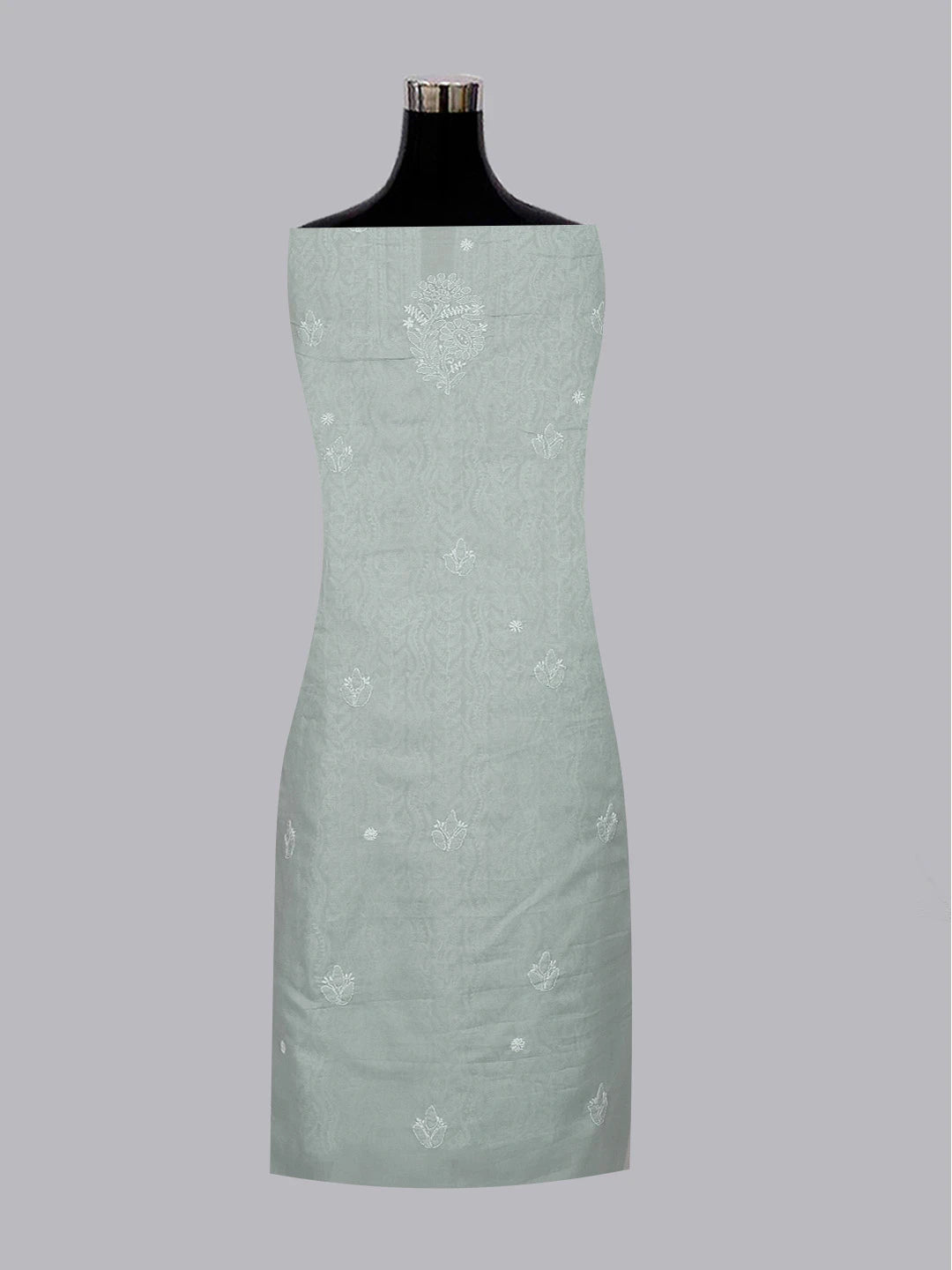 Ada Hand Embroidered Grey Cotton Lucknowi Chikankari Unstitched Kurta Piece 01A607166