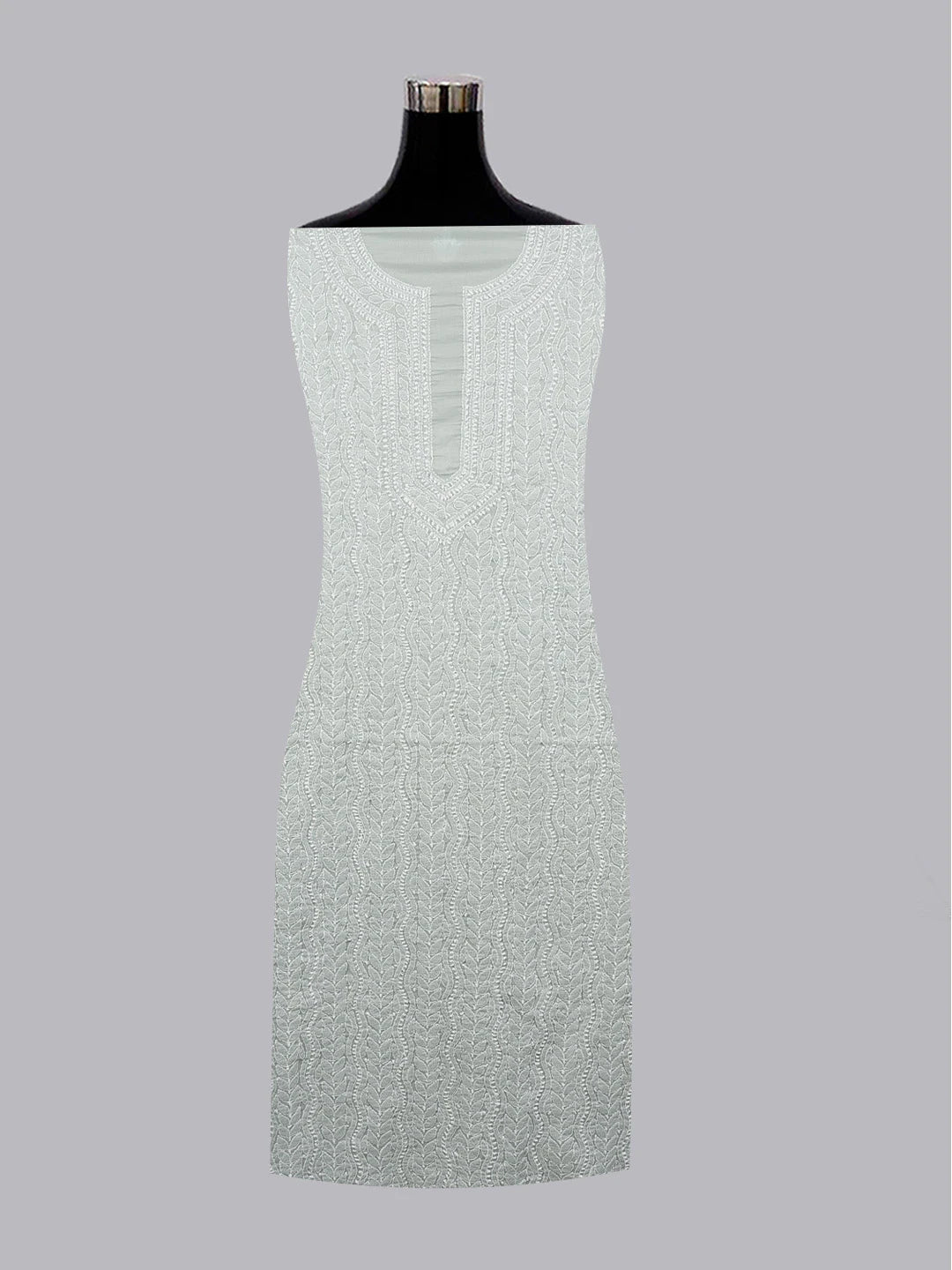 Ada Hand Embroidered Grey Cotton Lucknowi Chikankari Unstitched Kurta Piece 01A607166
