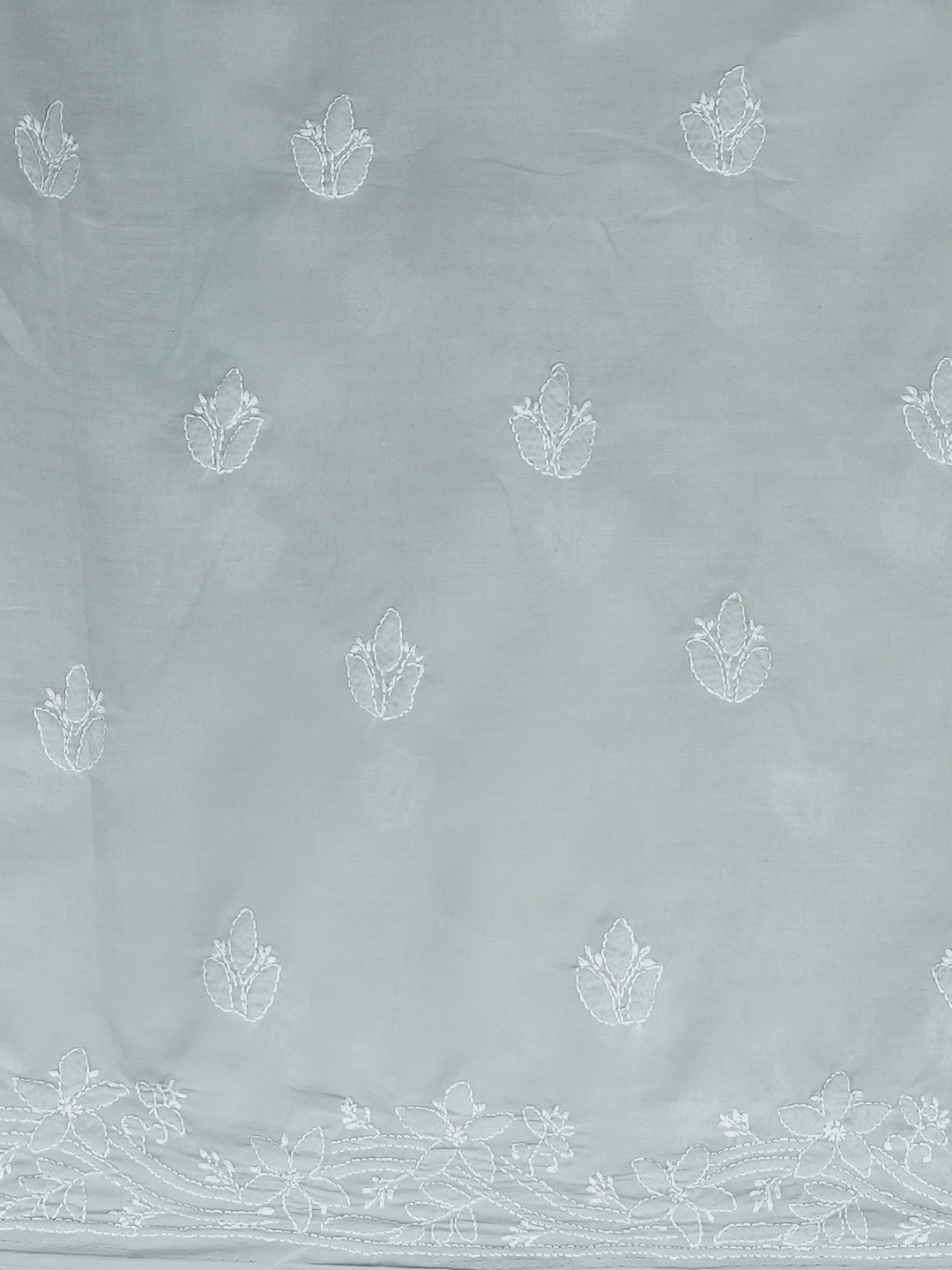 Ada Hand Embroidered Grey Cotton Lucknowi Chikankari Unstitched Kurta Piece 01A607166