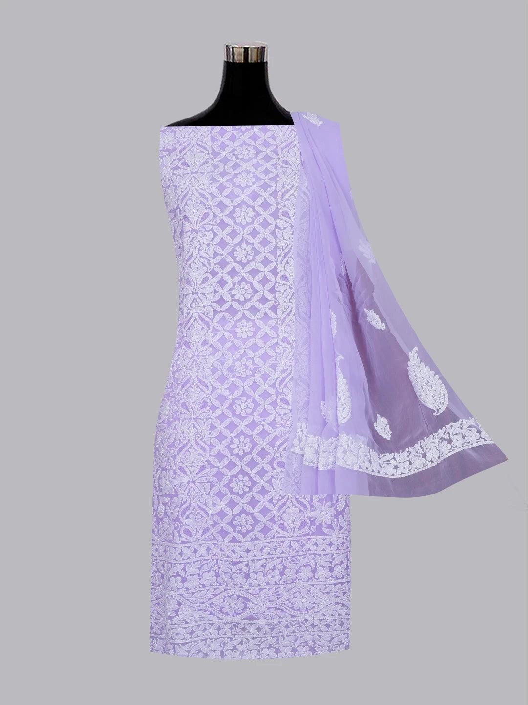 Ada Hand Embroidered Mauve Georgette Lucknowi Chikankari Unstitched Suit Piece 01A608542
