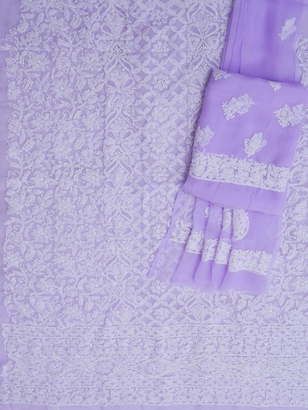 Ada Hand Embroidered Mauve Georgette Lucknowi Chikankari Unstitched Suit Piece 01A608542