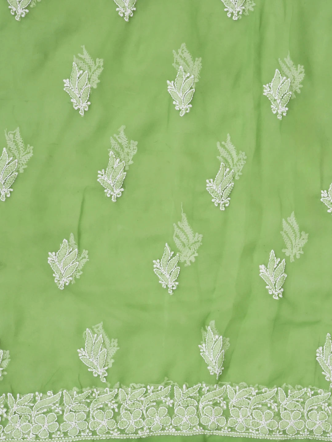 Ada Hand Embroidered Green Georgette Lucknowi Chikankari Unstitched Suit Piece 01A608540