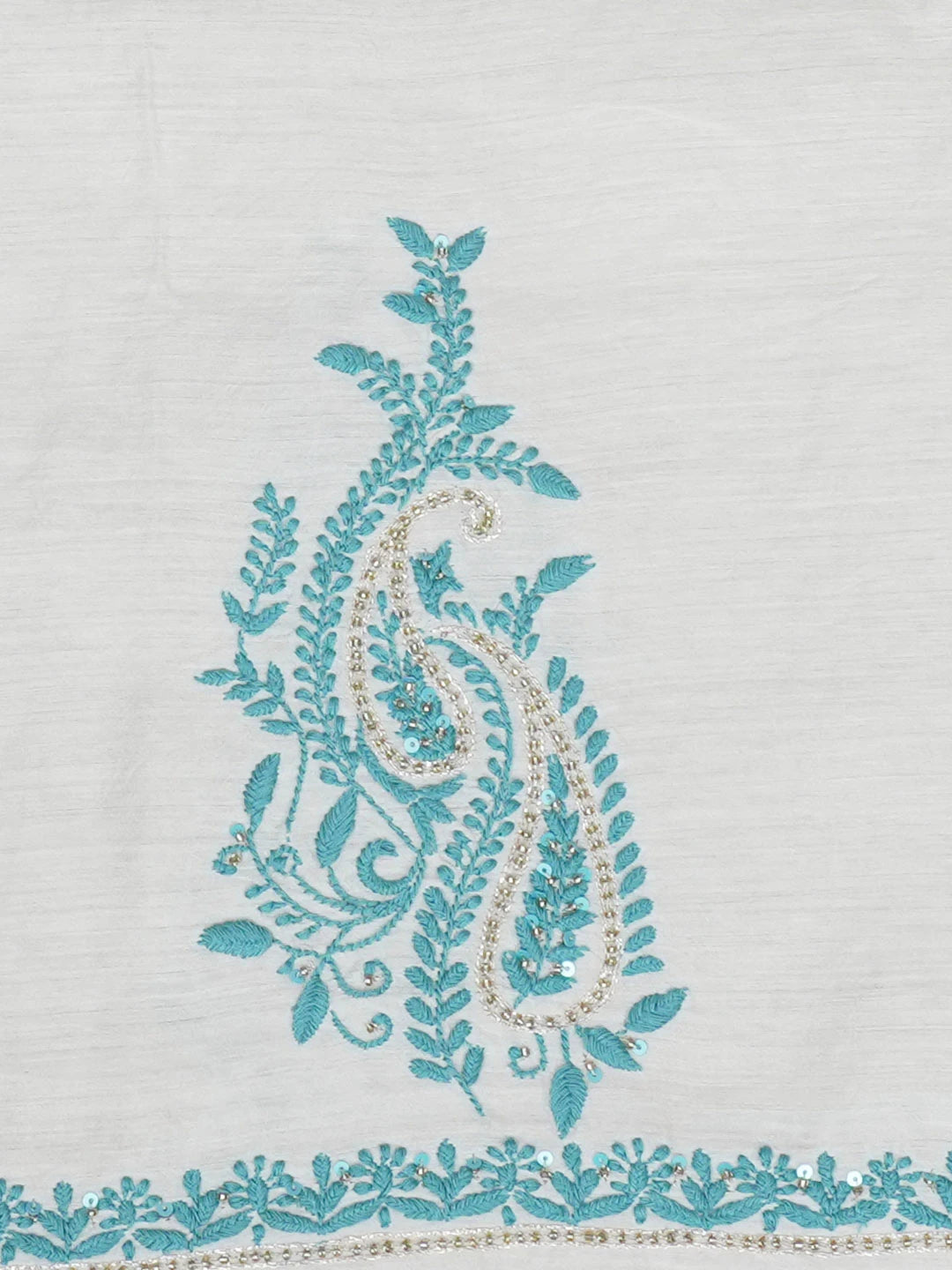 Ada Hand Embroidered Fawn Moonga Silk Lucknowi Chikankari Unstitched Kurta Dupatta Set With Zari Work 01A548899