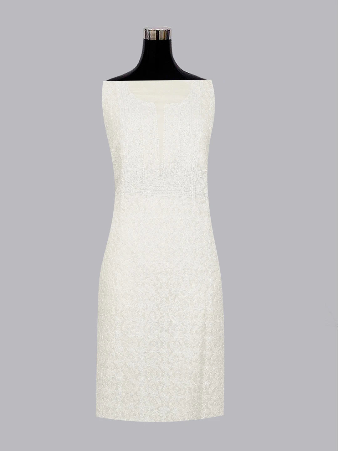 Ada Hand Embroidered Cream Cotton Lucknowi Chikankari Unstitched Kurta Piece 01A607281
