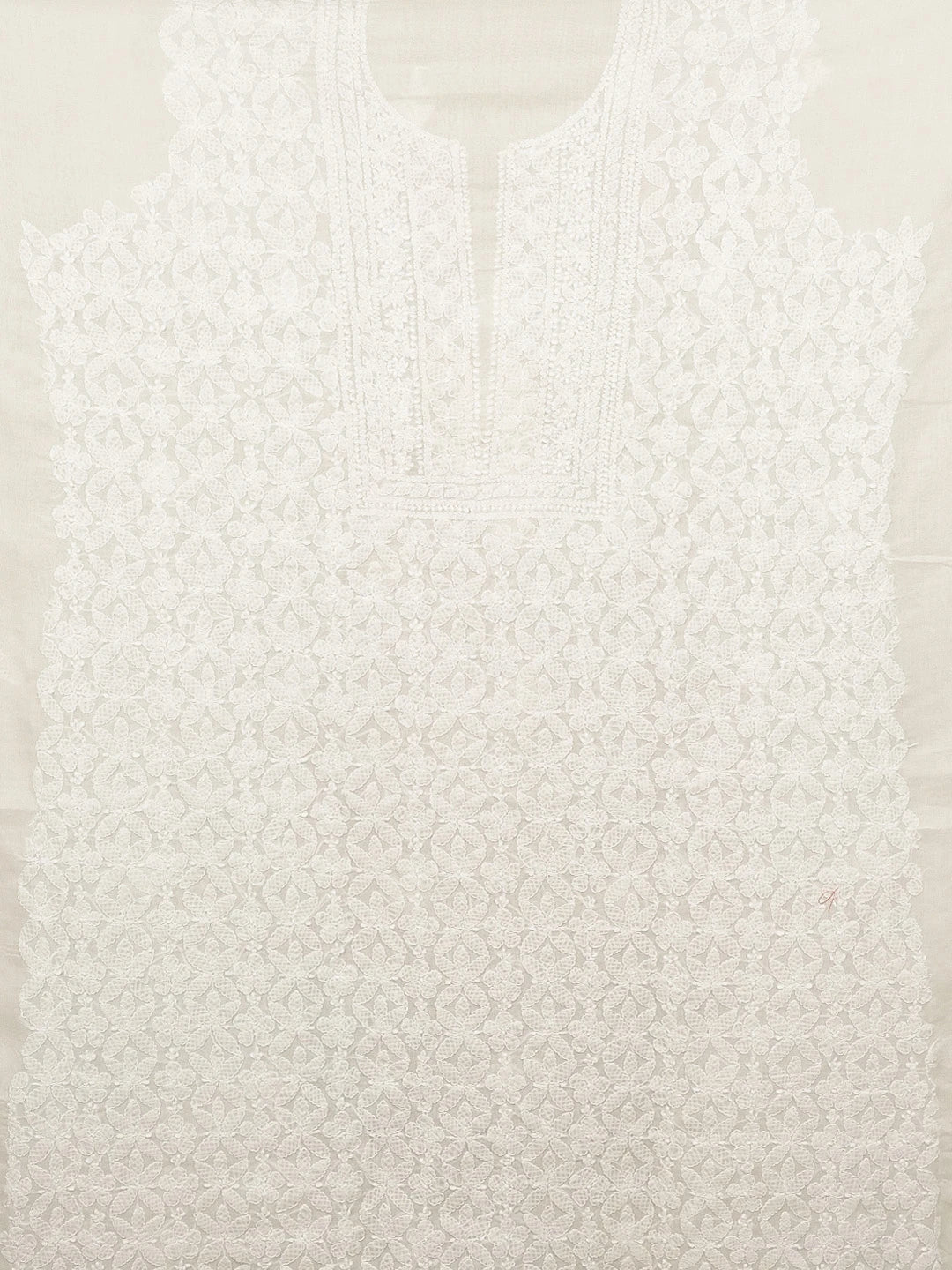 Ada Hand Embroidered Cream Cotton Lucknowi Chikankari Unstitched Kurta Piece 01A607281