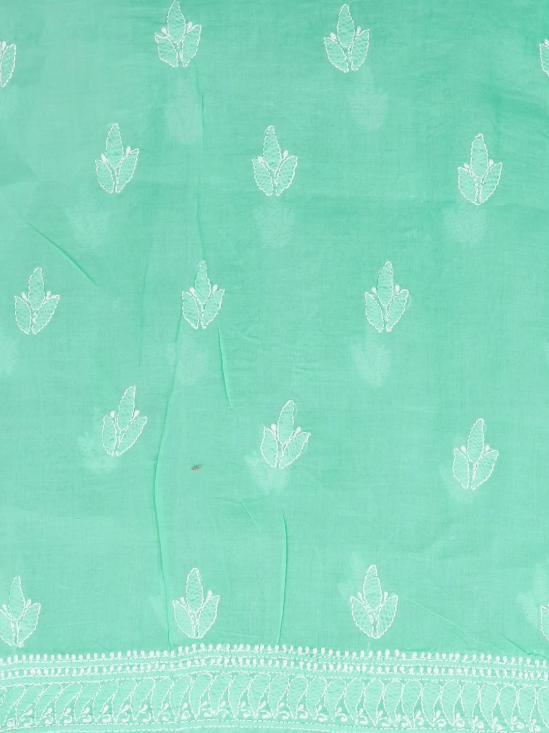 Ada Hand Embroidered Sea Green Cotton Lucknowi Chikankari Unstitched Kurta Piece 01A607298