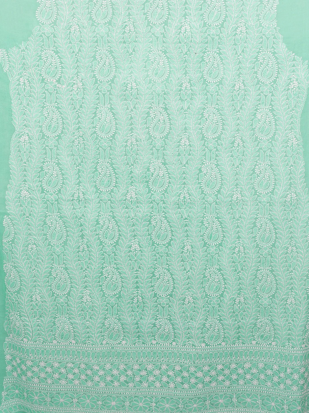 Ada Hand Embroidered Sea Green Cotton Lucknowi Chikankari Unstitched Kurta Piece 01A607298