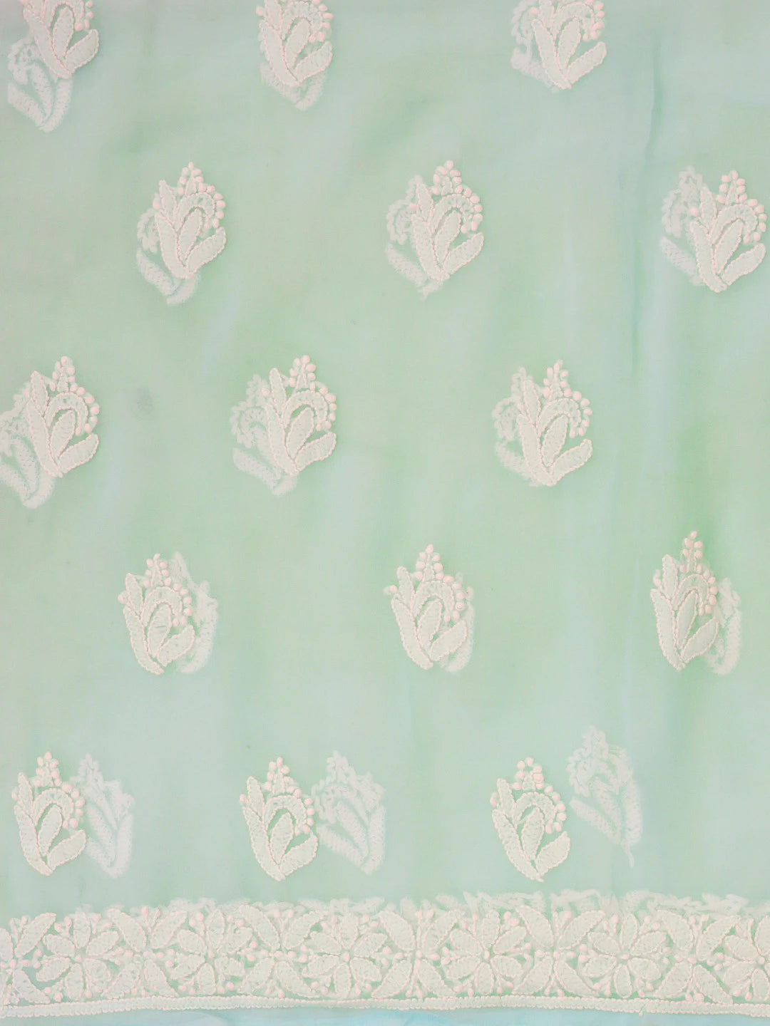 Ada Hand Embroidered Sea Green Georgette Lucknowi Chikankari Unstitched Suit Piece 01A608509
