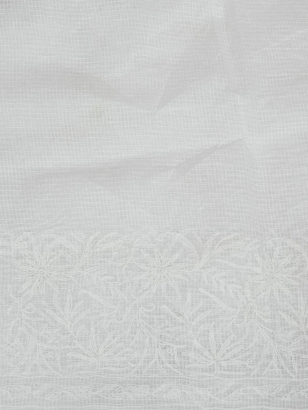 Ada Hand Embroidered White Kota Lucknowi Chikankari Saree With Blouse 01A585906