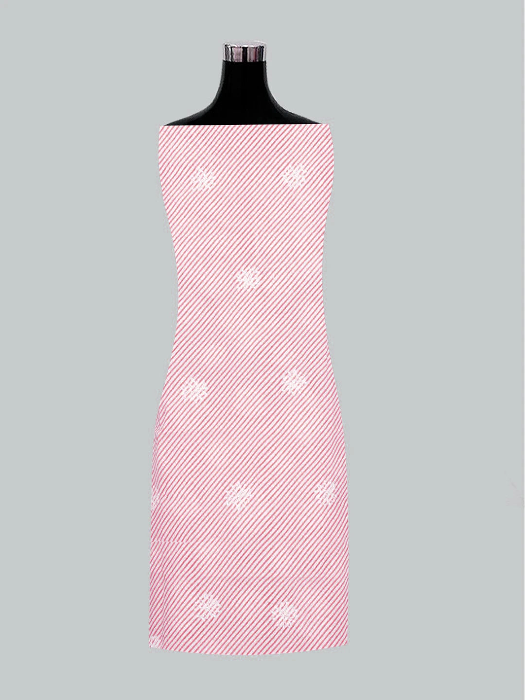 Ada Hand Embroidered White And Pink Cotton Lucknowi Chikankari Unstitched Suit Piece A211240
