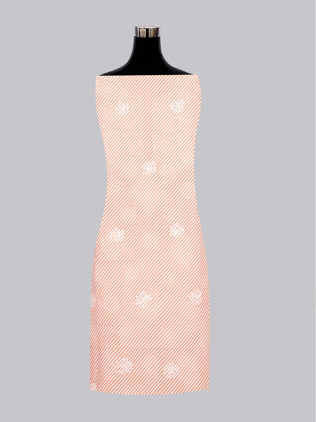 Ada Hand Embroidered White And Peach Cotton Lucknowi Chikankari Unstitched Suit Piece A211244