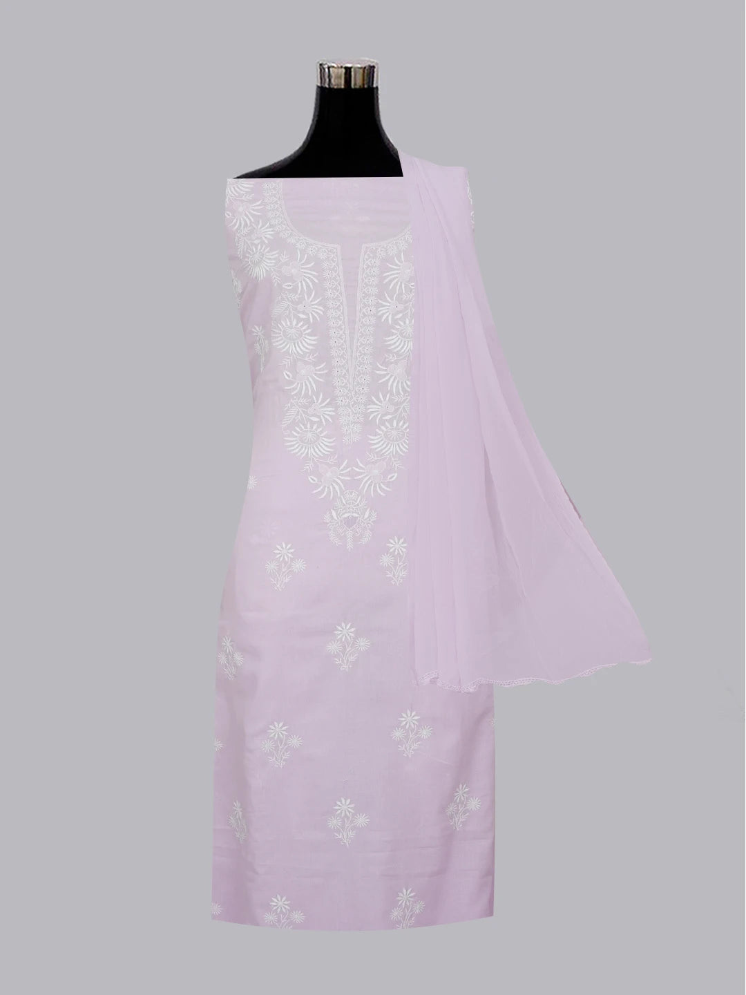 Ada Hand Embroidered Opera Mauve Cotton Lucknowi Chikankari Unstitched Suit Piece 01A555662